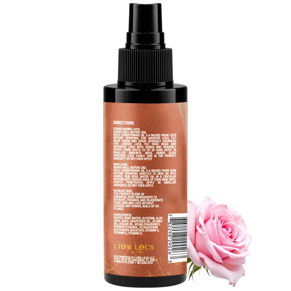 Beard Gains Lion Locs Rosewater Moisturizing Spray – Organic Vegan Rosewater for Locs & All Hair Types