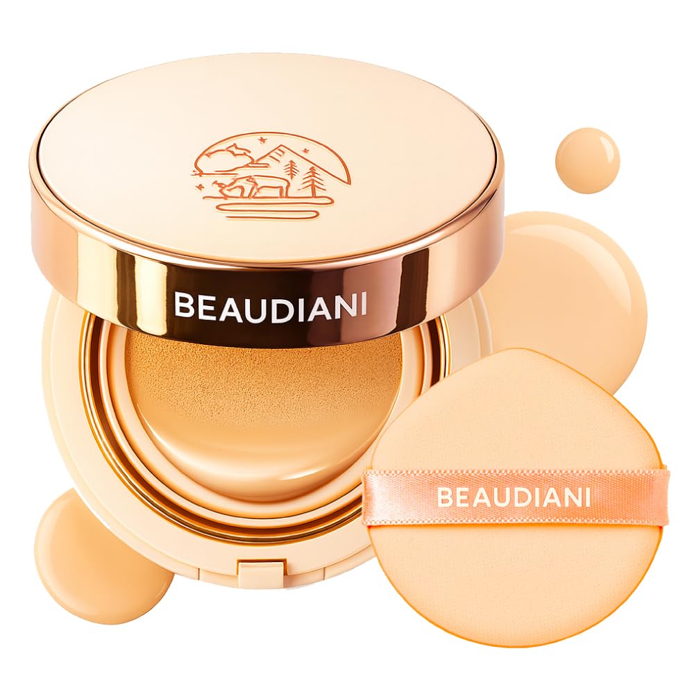 BEAUDIANI Natural Coverage Mesh Tight Up Cushion – Korean Cushion Foundation (02 Light/Medium Beige) | Semi-Matte Radiance, Long-Lasting, Travel-Ready