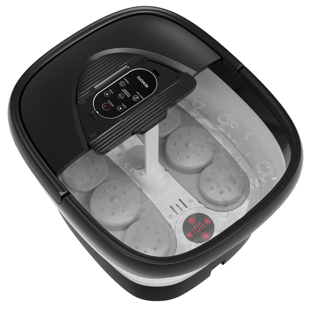 Beaumoi Collapsible Foot Spa with Heat and Remote – Heated Foot Bath Massager with 24 Massage Balls