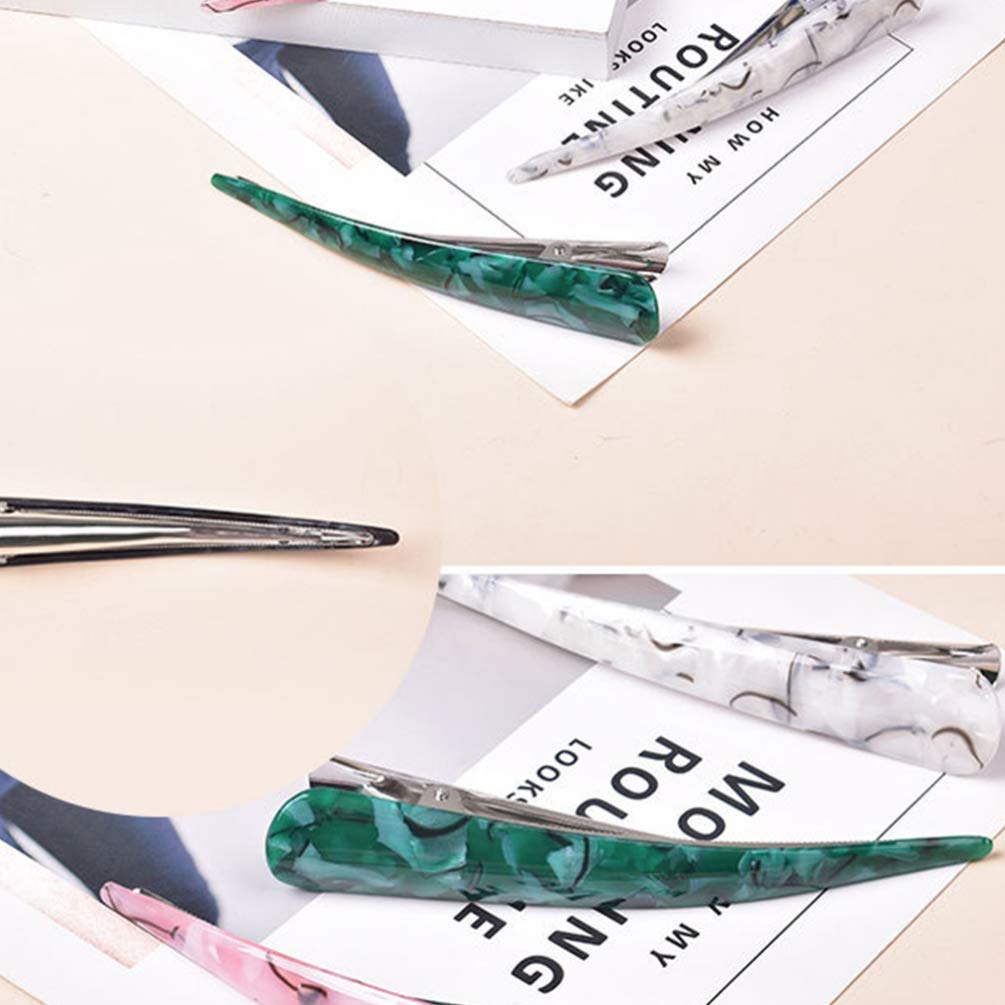Beaupretty Alligator Hair Clips – 6pc Acrylic Duckbill Clips (Random Color) for Women & Girls
