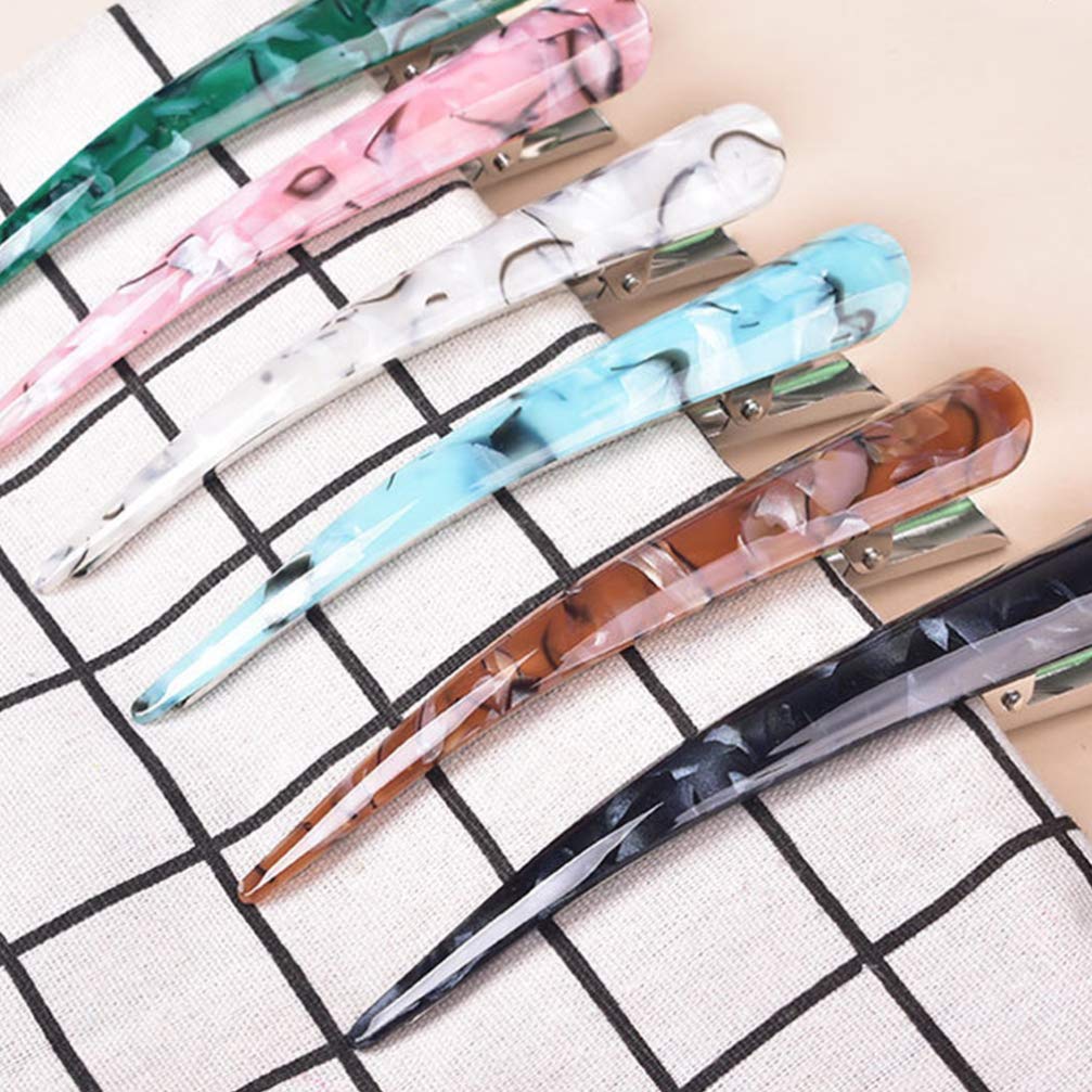 Beaupretty Alligator Hair Clips – 6pc Acrylic Duckbill Clips (Random Color) for Women & Girls