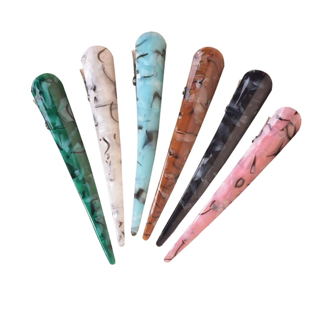 Beaupretty Alligator Hair Clips – 6pc Acrylic Duckbill Clips (Random Color) for Women & Girls