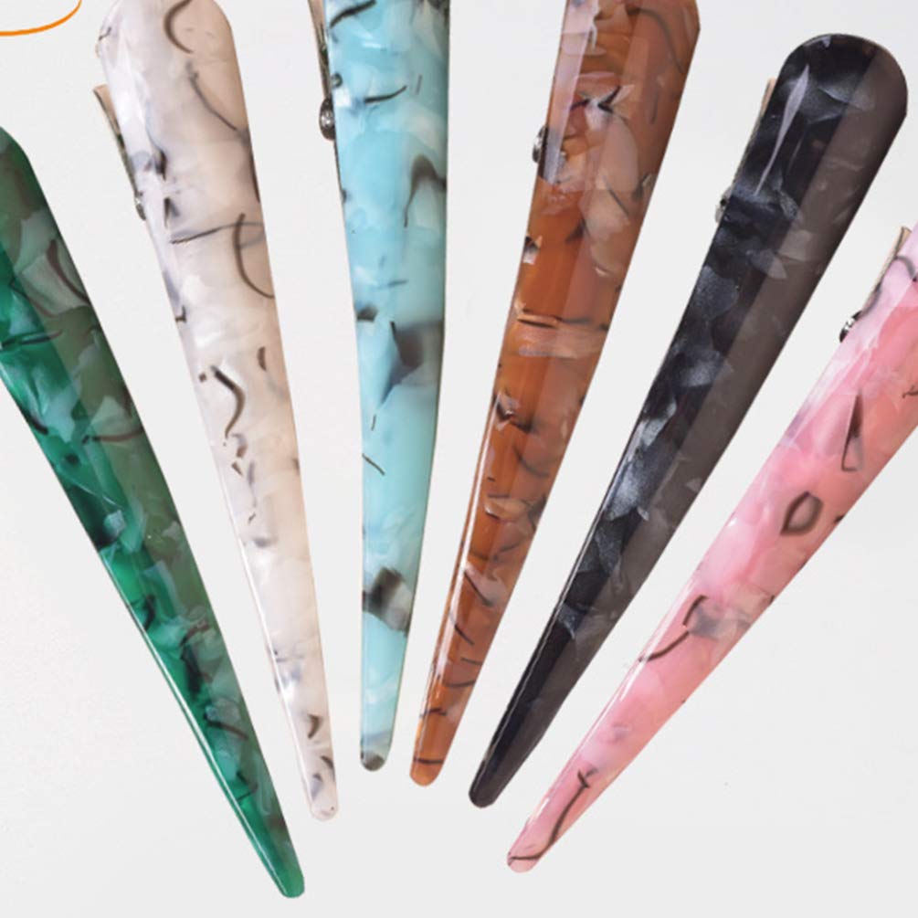 Beaupretty Alligator Hair Clips – 6pc Acrylic Duckbill Clips (Random Color) for Women & Girls