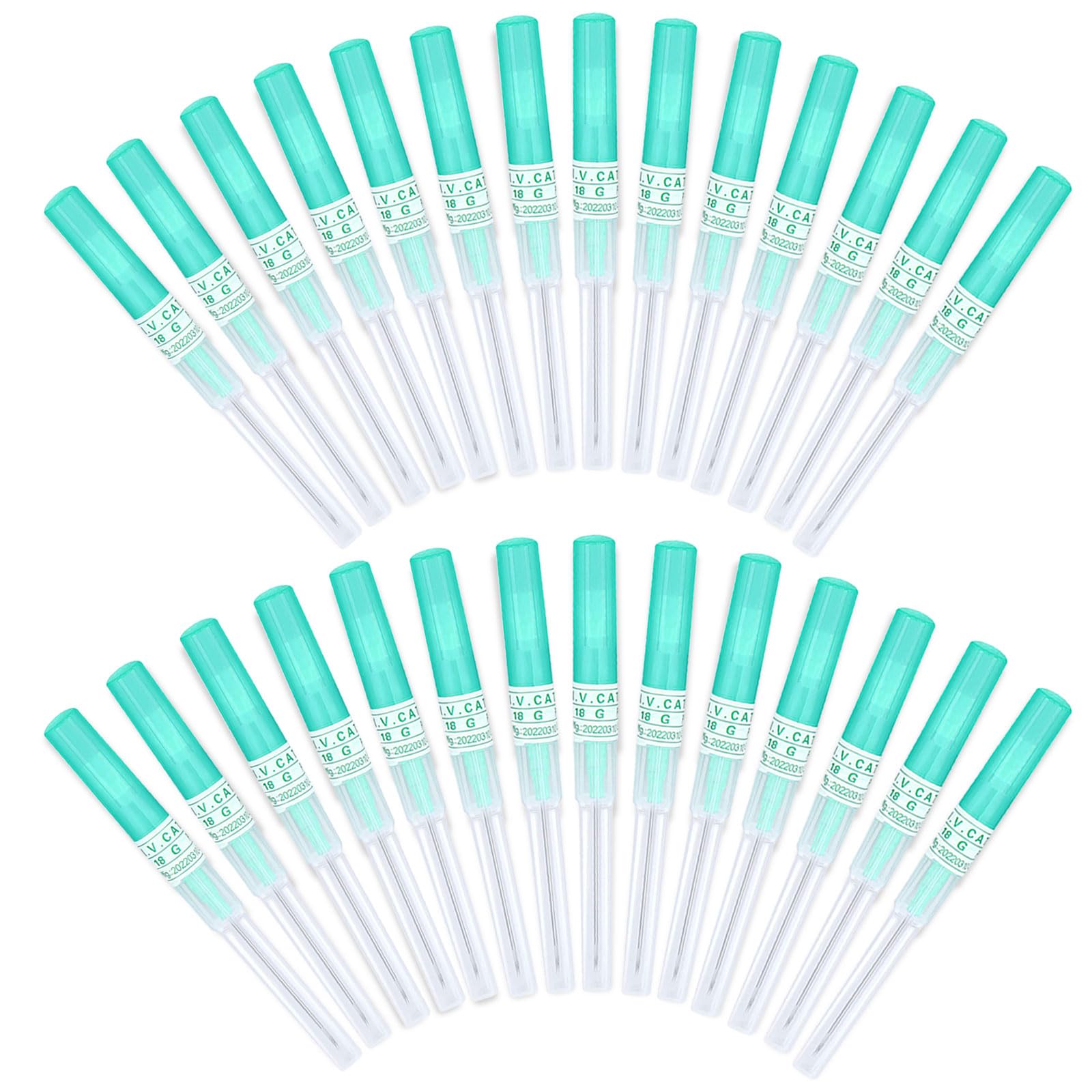 Beautidots 50Pcs 18G Catheter Piercing Needles – Disposable Stainless Steel Hollow-Body for Ear, Nose, Lip, Tongue & More