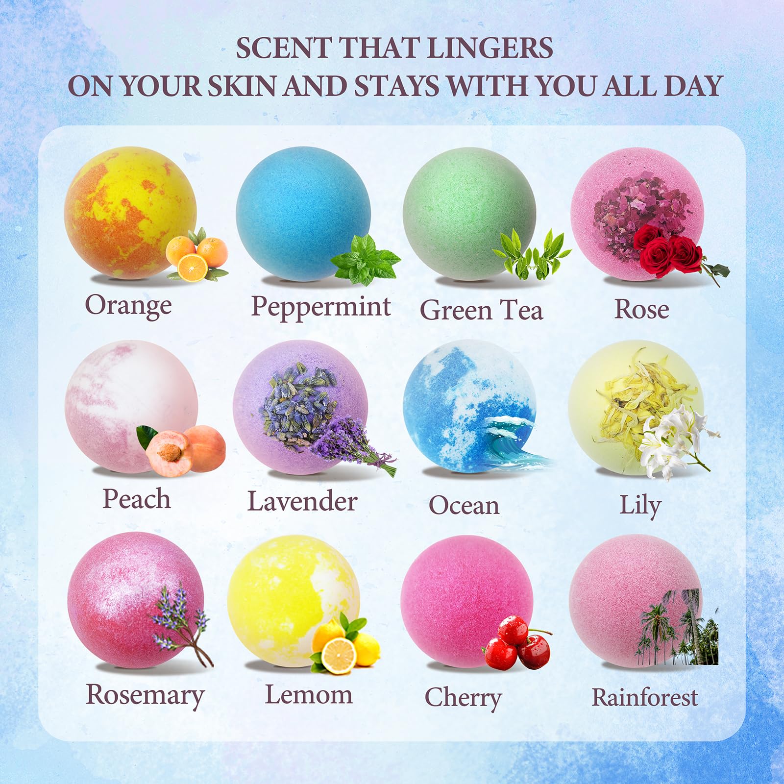Beautifier Life 24-Piece Bath Bomb Gift Set – Essential Oil Spa Bubbles, Handmade Christmas Gifts