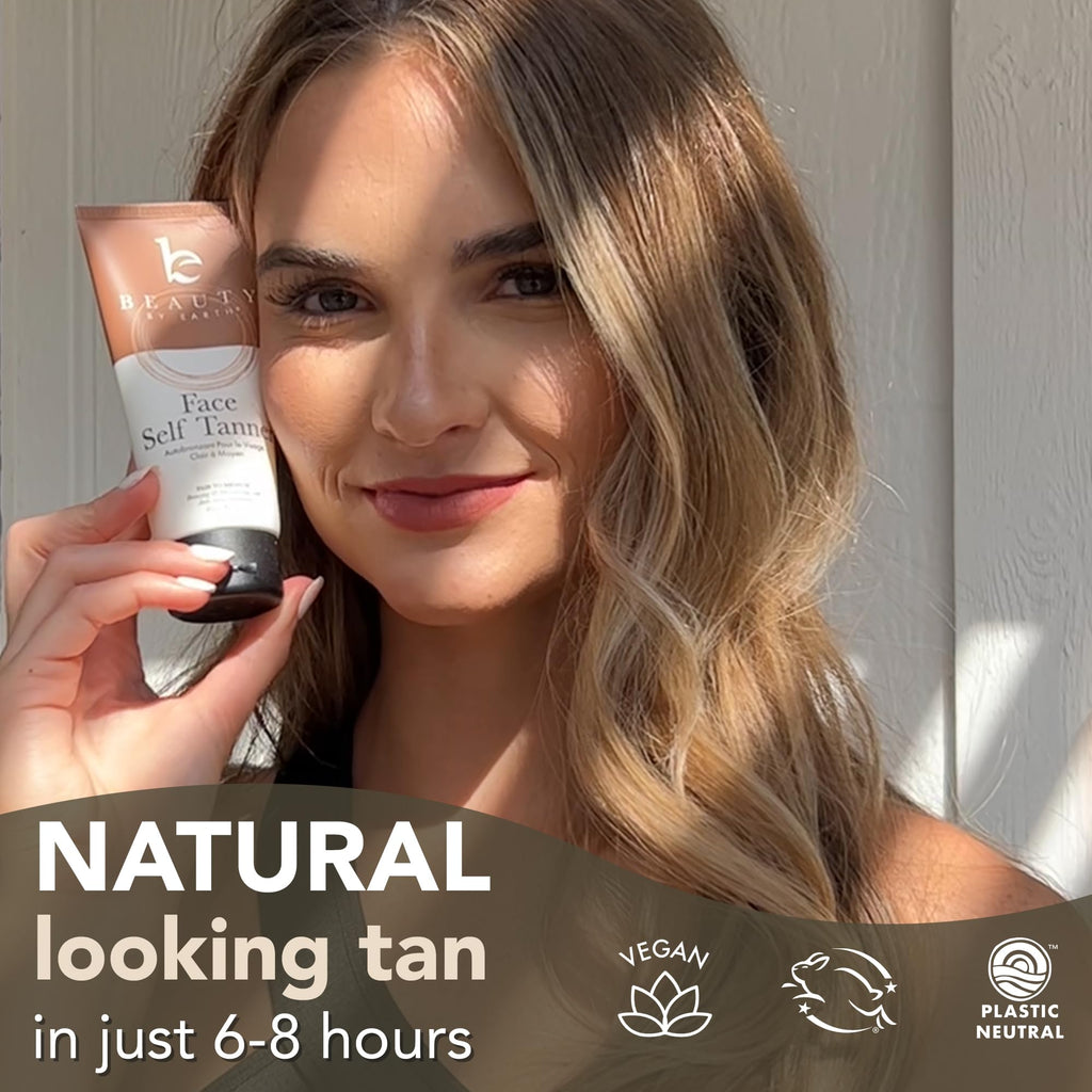 Beauty by Earth Face Tanner — USA Made, Natural & Organic Ingredients, Buildable, Streak-Free Glow