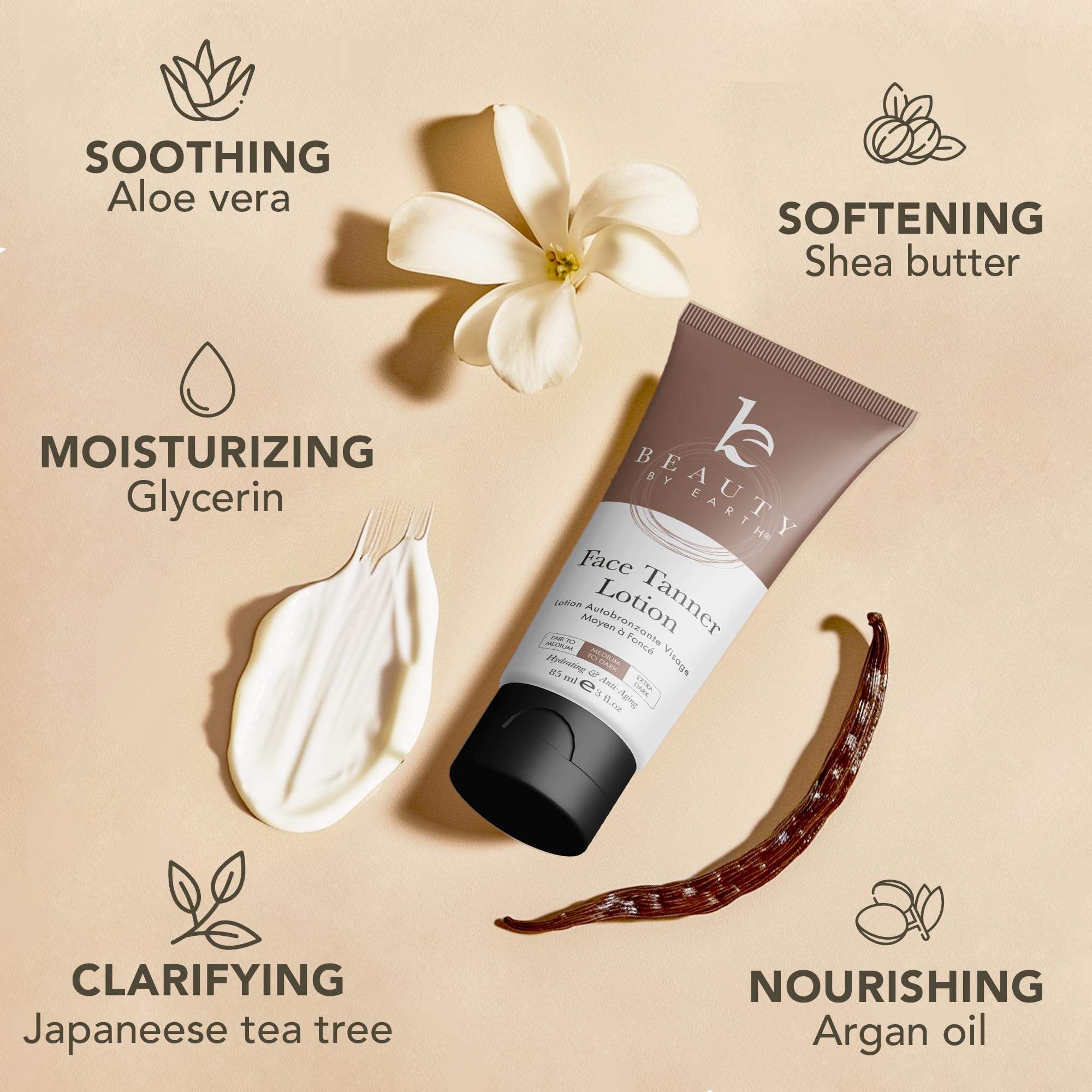 Beauty by Earth Face Tanner – USA Made, Natural & Organic Facial Self Tanner