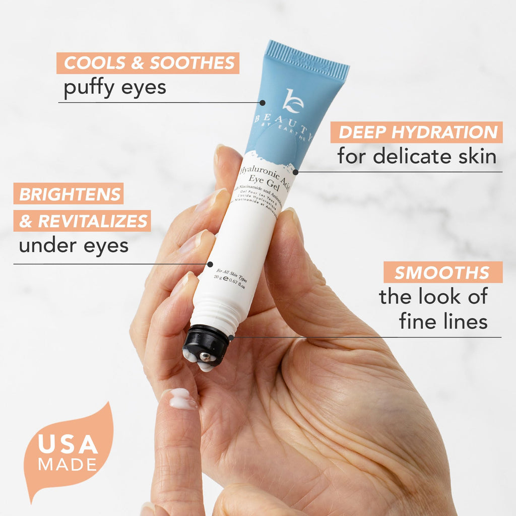 Beauty by Earth Under Eye Cream – Cooling Hyaluronic Acid Eye Gel for Dark Circles