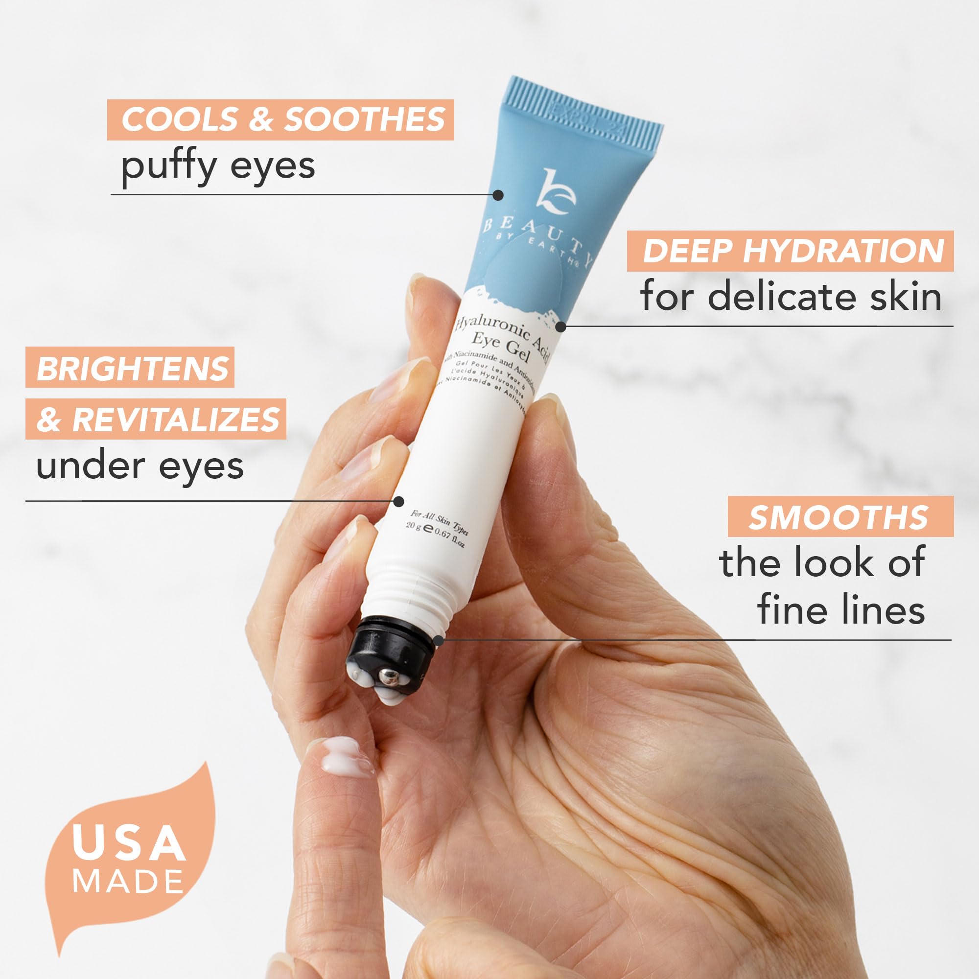 Beauty by Earth Under Eye Cream – Cooling Hyaluronic Acid Eye Gel for Dark Circles