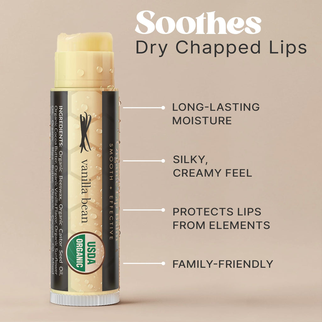 Beauty by Earth USDA Organic Lip Balm – USA Made Vanilla Beeswax Lip Balm