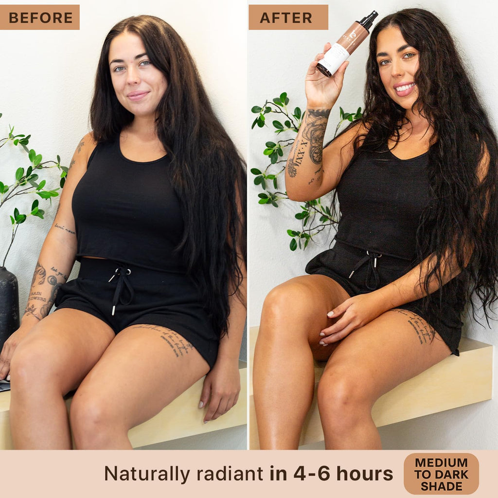 Beauty by Earth Self Tanner Spray – USA Made, Natural & Organic, Quick-Dry Sunless Tan (Light–Dark)