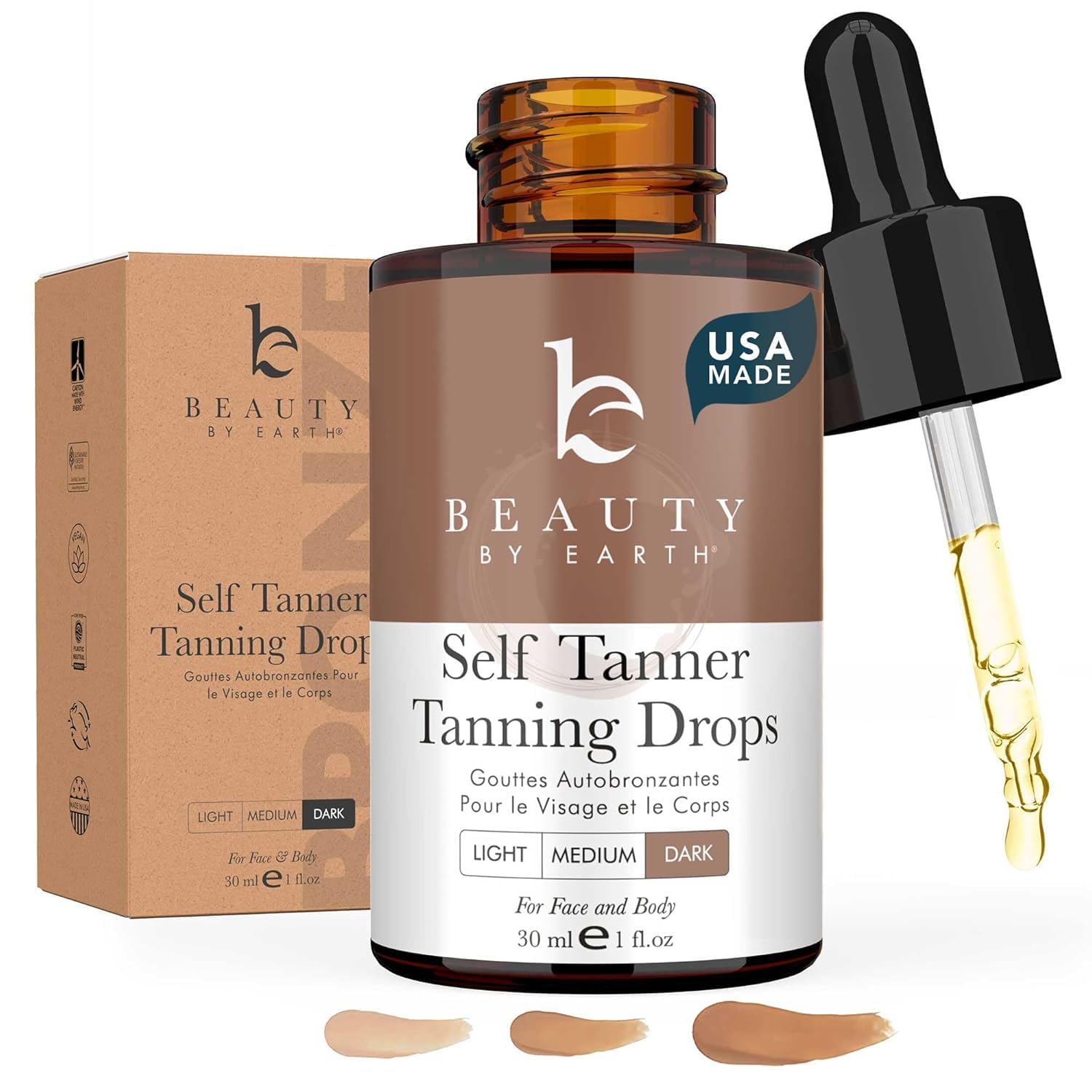 Beauty by Earth Ultra Dark Self Tanning Drops for Face – USA Made