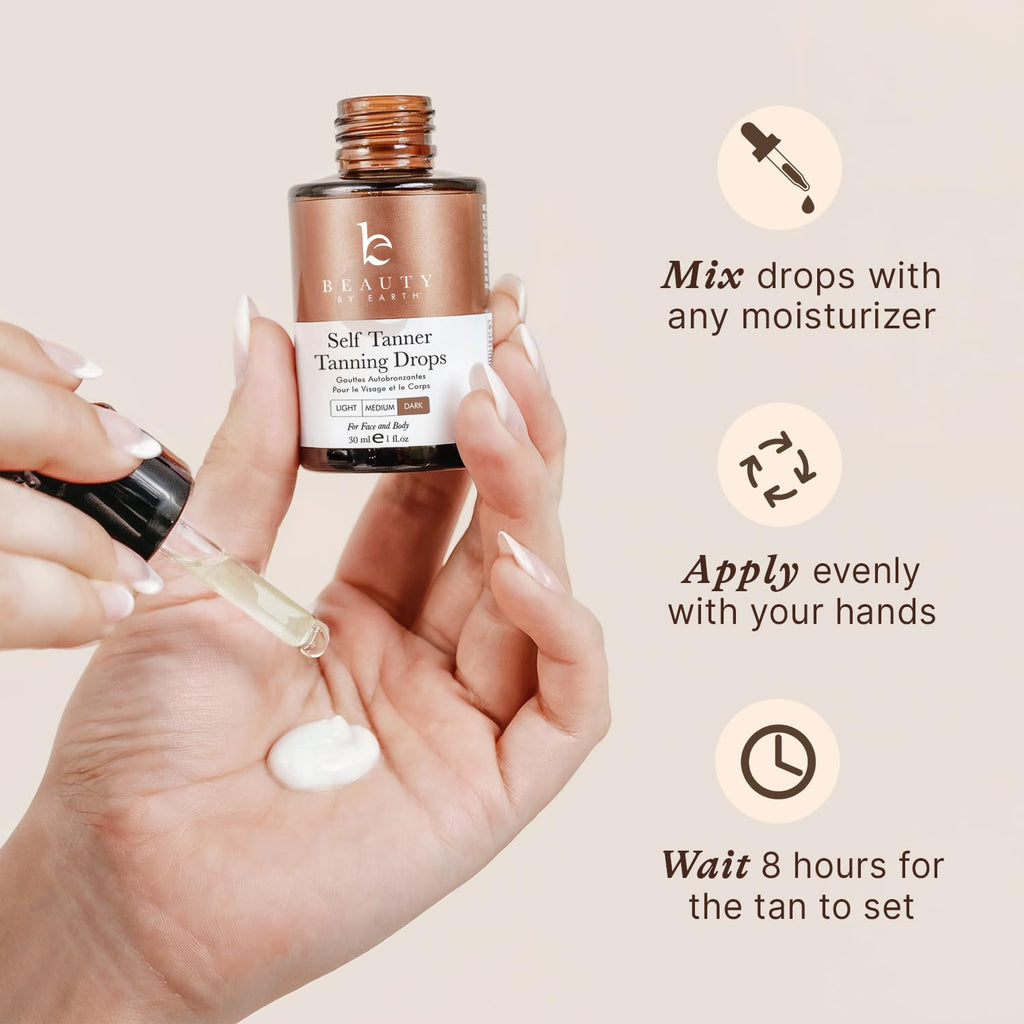 Beauty by Earth Ultra Dark Self Tanning Drops for Face – USA Made