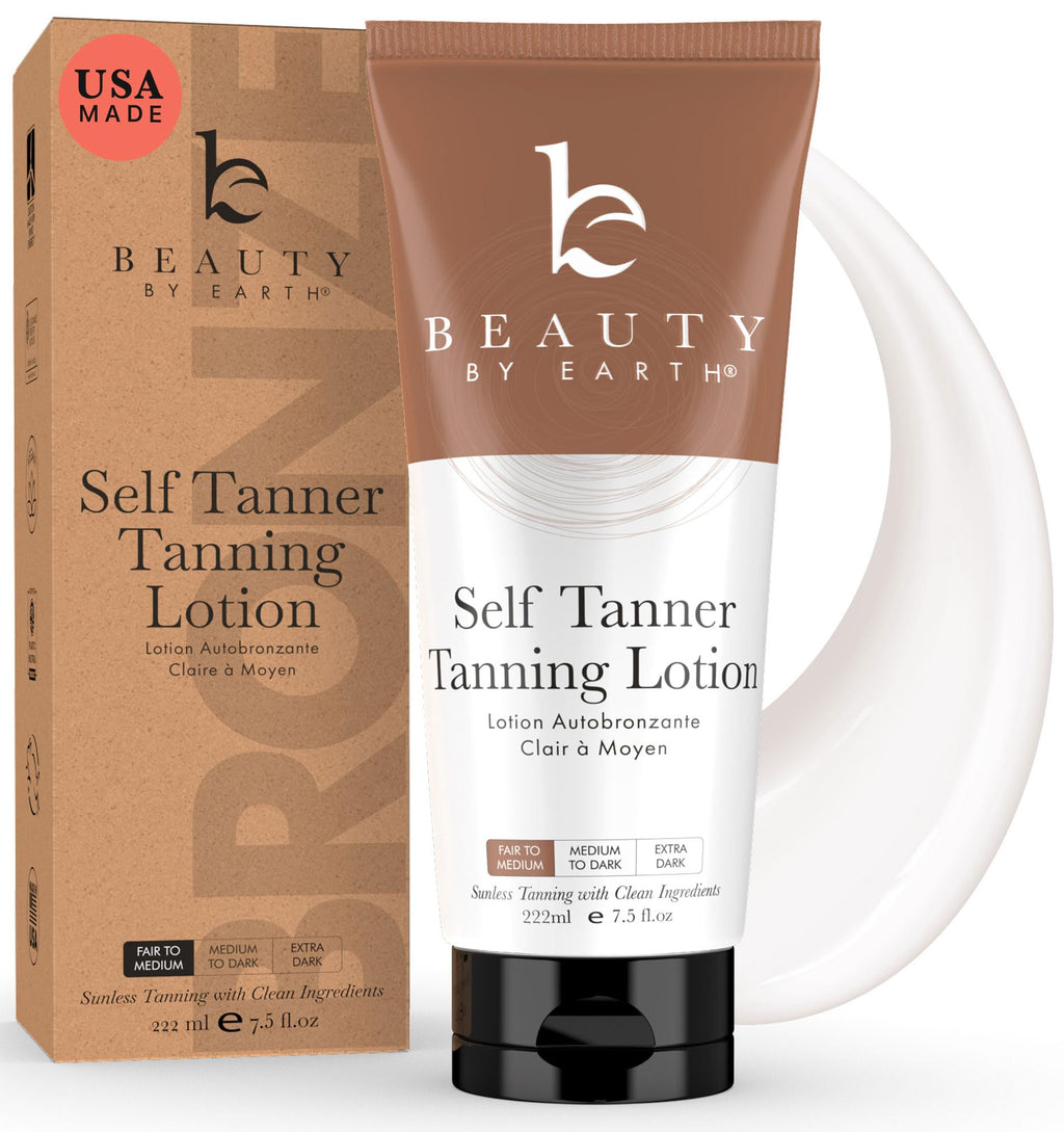 Beauty by Earth Tanning Lotion Self Tanner – USA Made, Natural & Organic, Streak-Free Sunless Tan