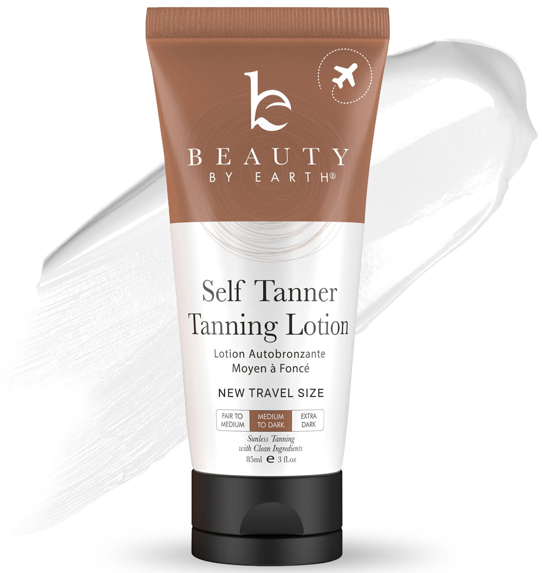 Beauty by Earth Tanning Lotion Self Tanner – USA Made, Travel-Size, Natural & Organic