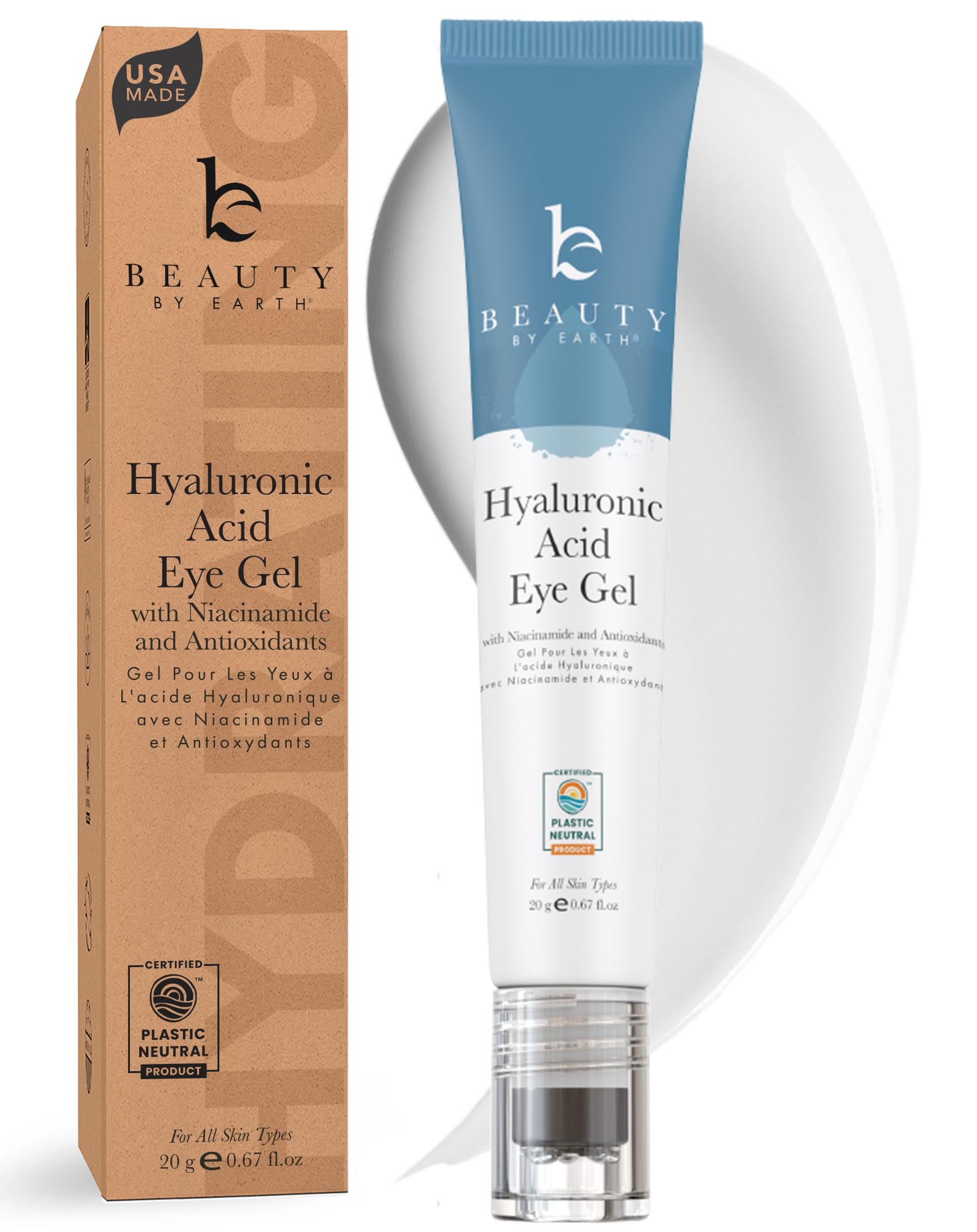 Beauty by Earth Under Eye Cream – Cooling Hyaluronic Acid Eye Gel for Dark Circles