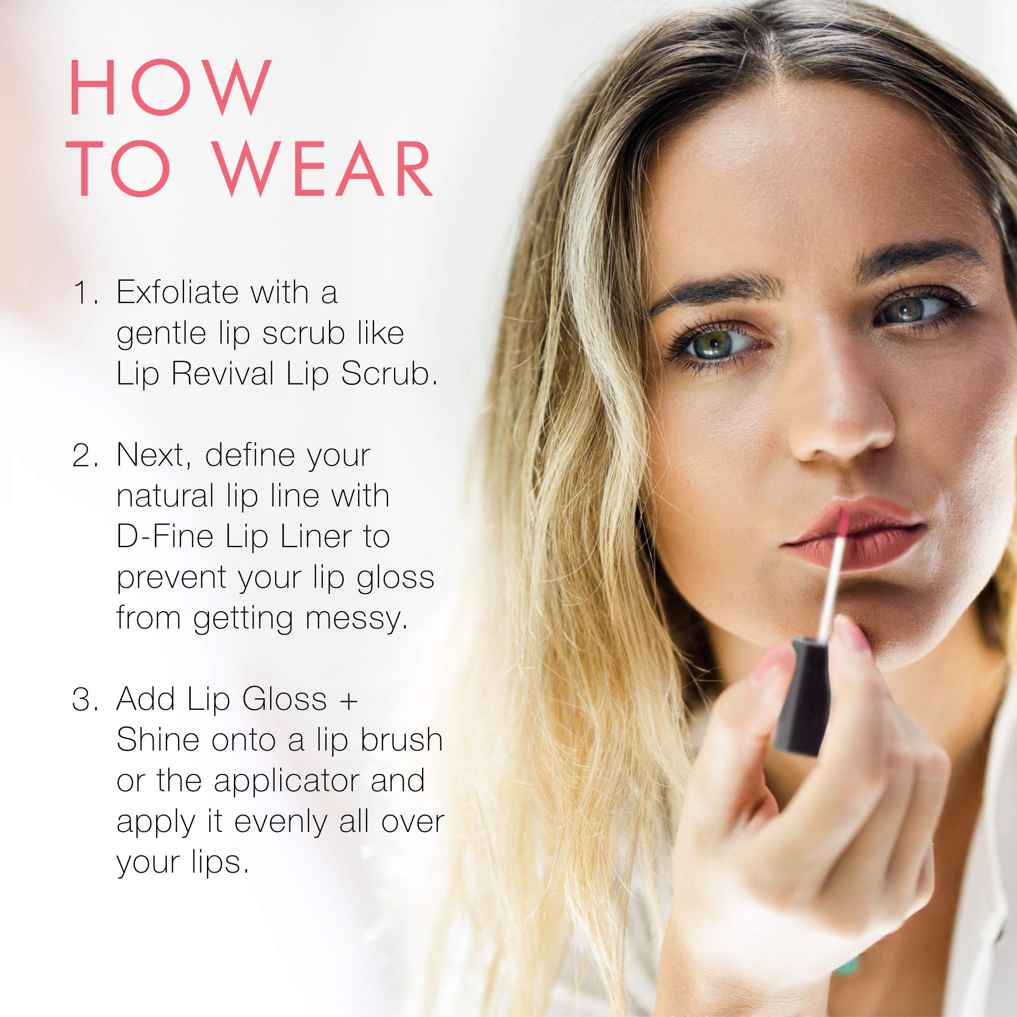 Beauty For Real Lip Gloss + Shine Light My Fire – Opaque Red, Non-Sticky Hydrating Gloss with Mirror Cap & LED Wand