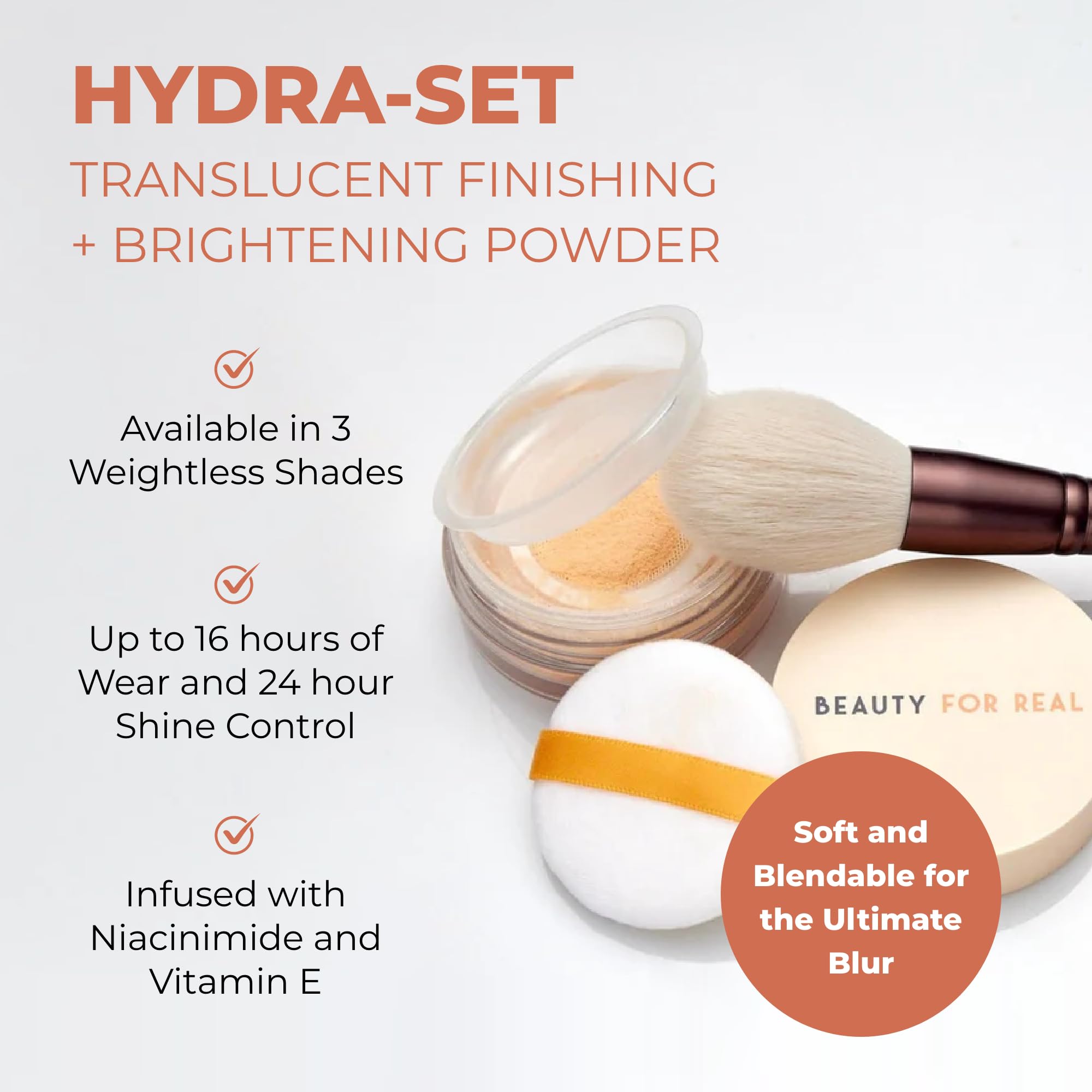 Beauty For Real Hydra-Set Translucent Finishing + Brightening Powder, Translucent 2 – Weightless Finish