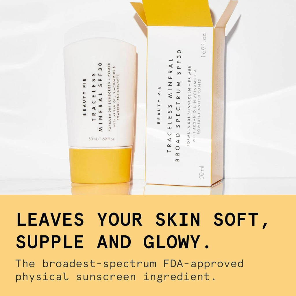Beauty Pie Traceless Mineral Sunscreen + Primer SPF 30 – Invisible Mineral Protection (50 ml)