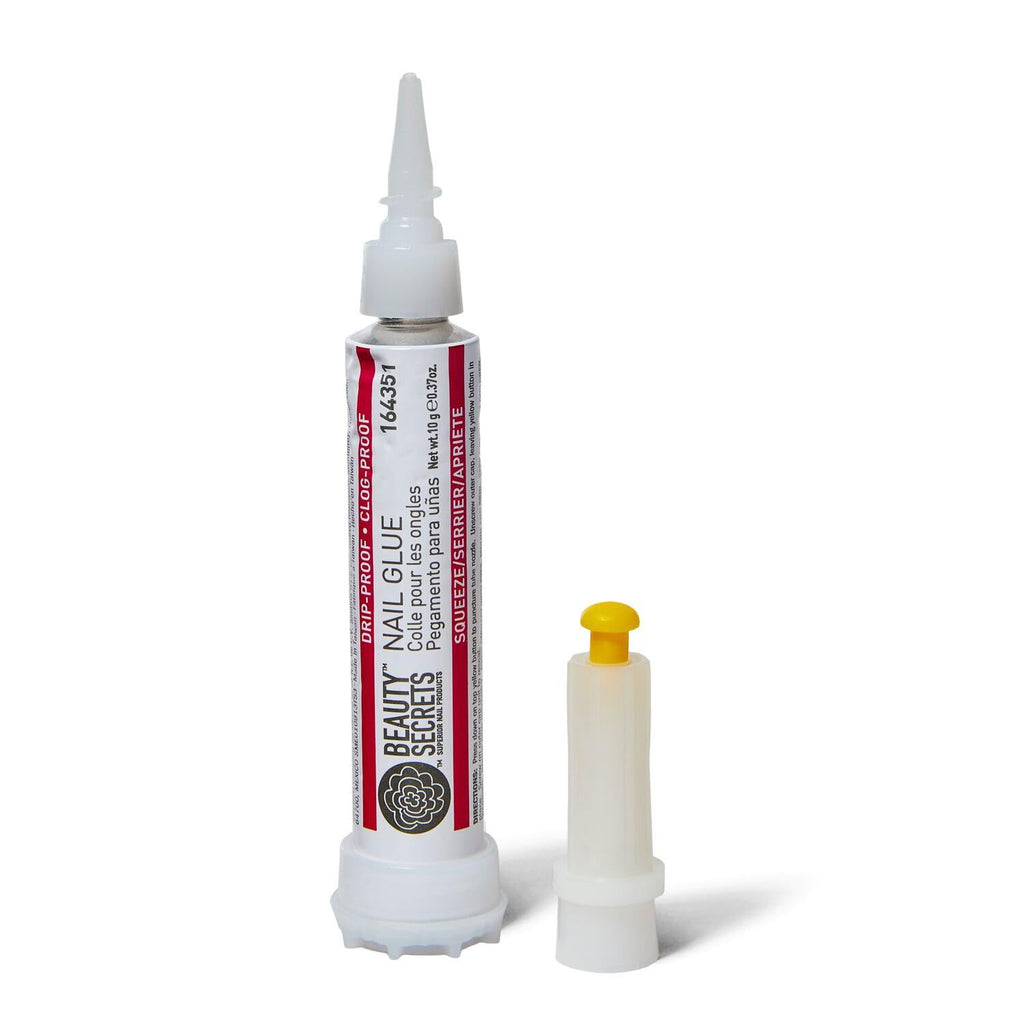 Beauty Secrets Drip & Clog Proof Nail Glue 3-Pack Bundle + Black Cushion Nail File
