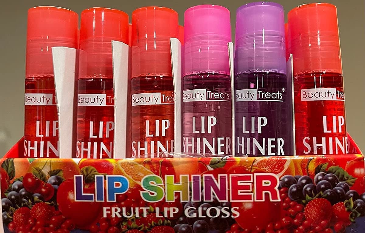 Beauty Treats Lip Shiner Roll-On Fruit Lip Gloss – 36 Pcs, 6 Assorted Flavors