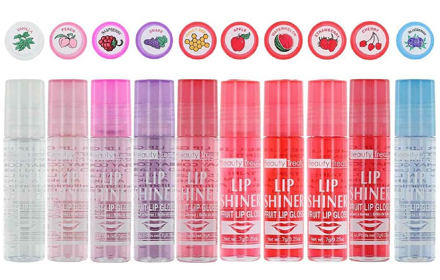 Beauty Treats Lip Shiner Roll-On Fruit Lip Gloss – 36 Pcs, 6 Assorted Flavors