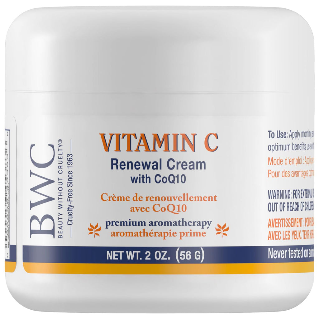 Beauty Without Cruelty Vitamin C Renewal Cream with CoQ10 – Vegan Aromatherapy Face Cream, 2 oz