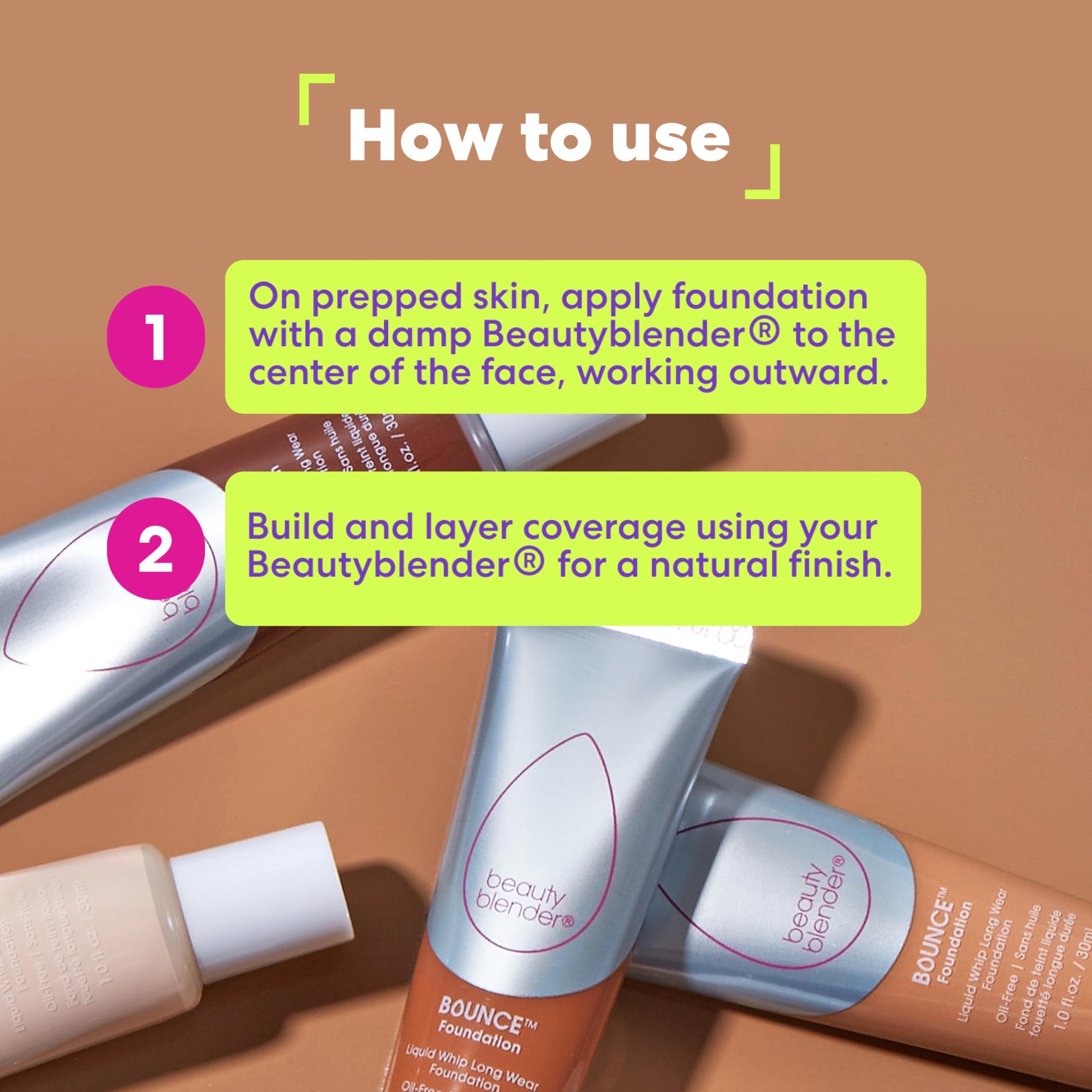 Beautyblender Bounce Liquid Whip Foundation – Full Coverage Matte, Oil-Free, 24-Hour Wear (3.45 N Med Bronze)
