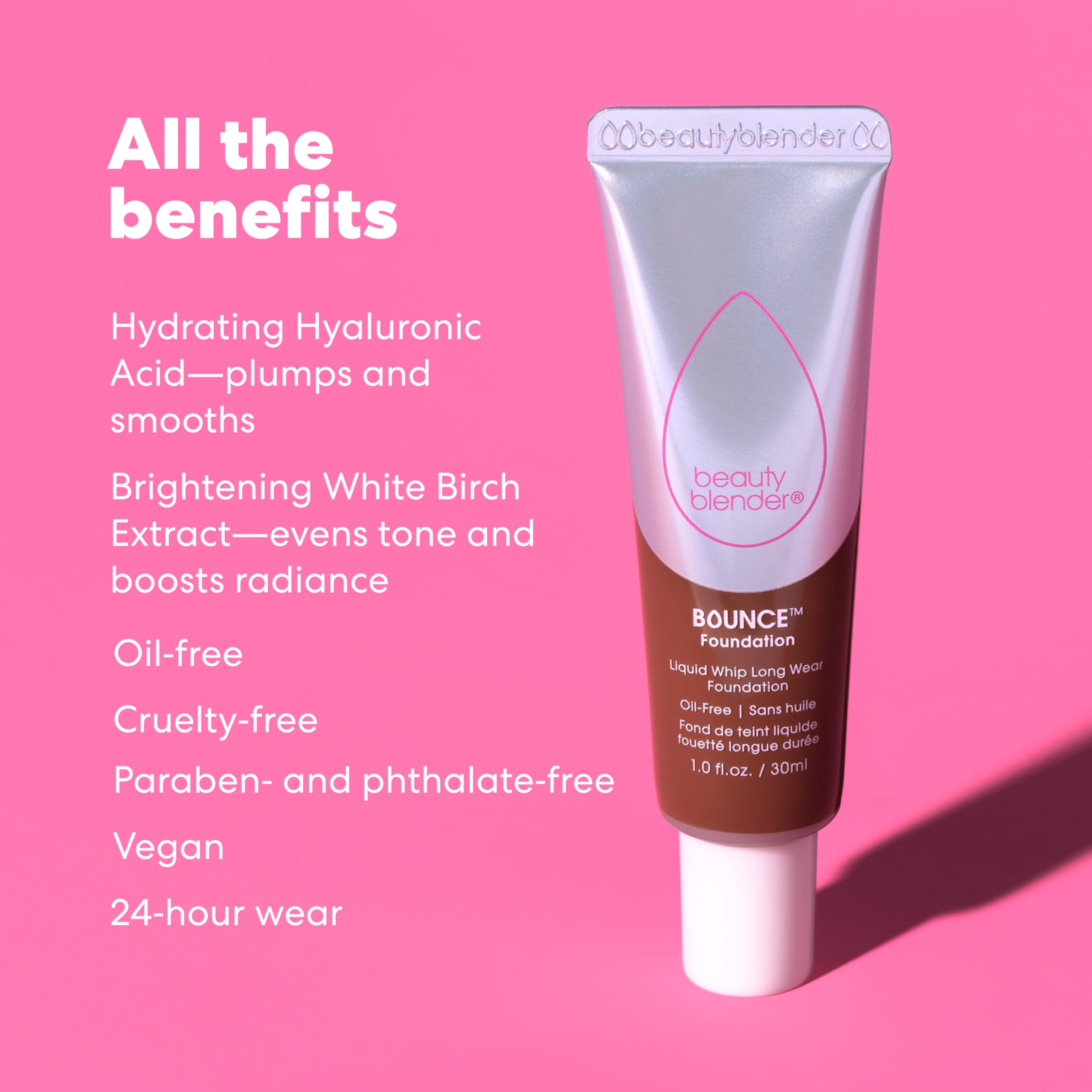 Beautyblender Bounce Liquid Whip Foundation - Full Coverage Natural Matte, Oil-Free 24H Wear | 4.50 W Deep Sienna Version 2.0