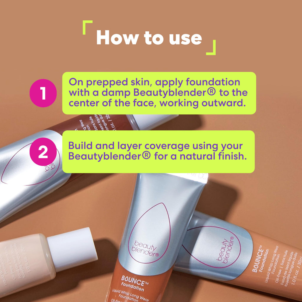 Beautyblender Bounce Liquid Whip Long-Wear Foundation | Full Coverage Natural Matte Finish | Oil-Free 24H Wear | Deep Bronze 4.45N (Version 2.0)