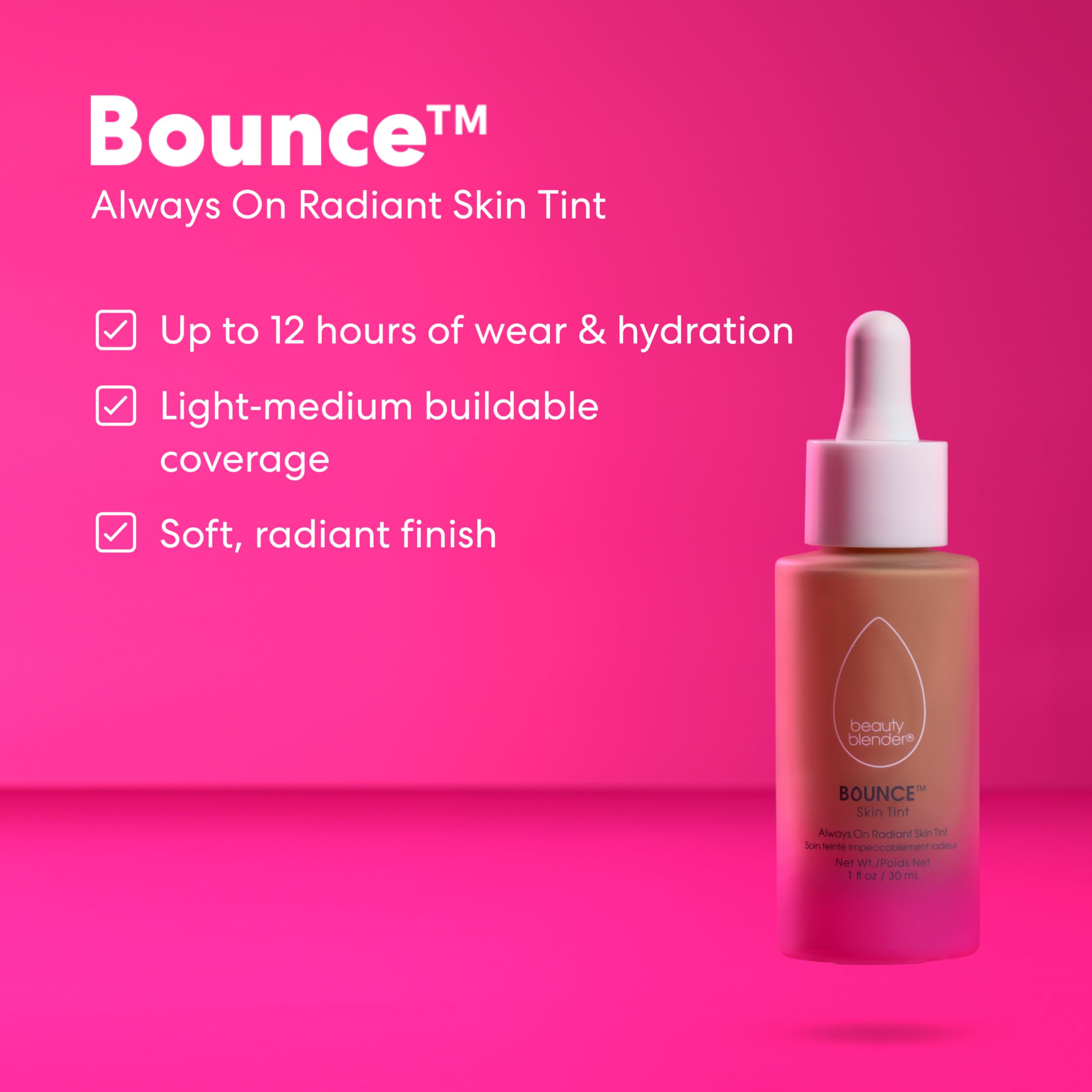 Beautyblender 12-Hour Always-On Radiant Skin Tint – Breathable Serum Foundation Deep 1