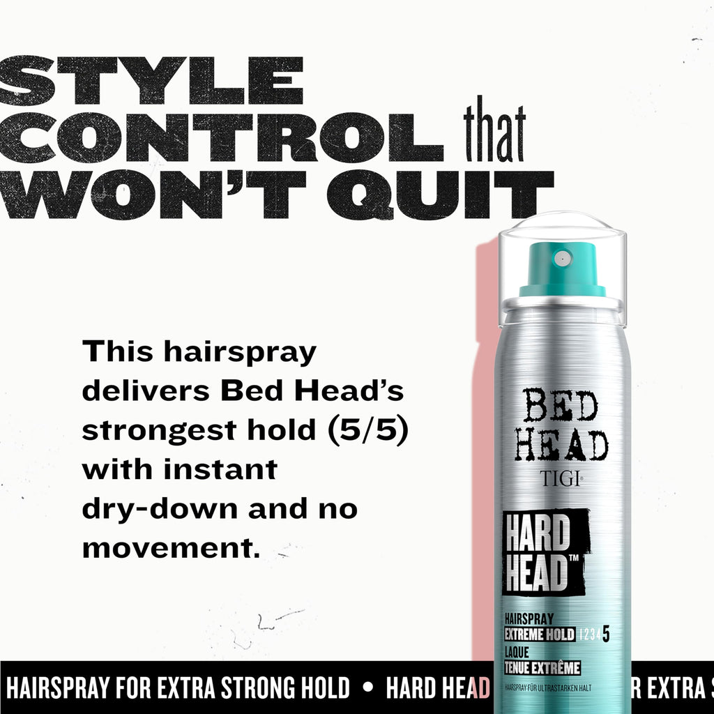 Bed Head by TIGI Hard Head Hairspray – Extra Strong Hold for All Hair Types | 3 oz (3 Pack)