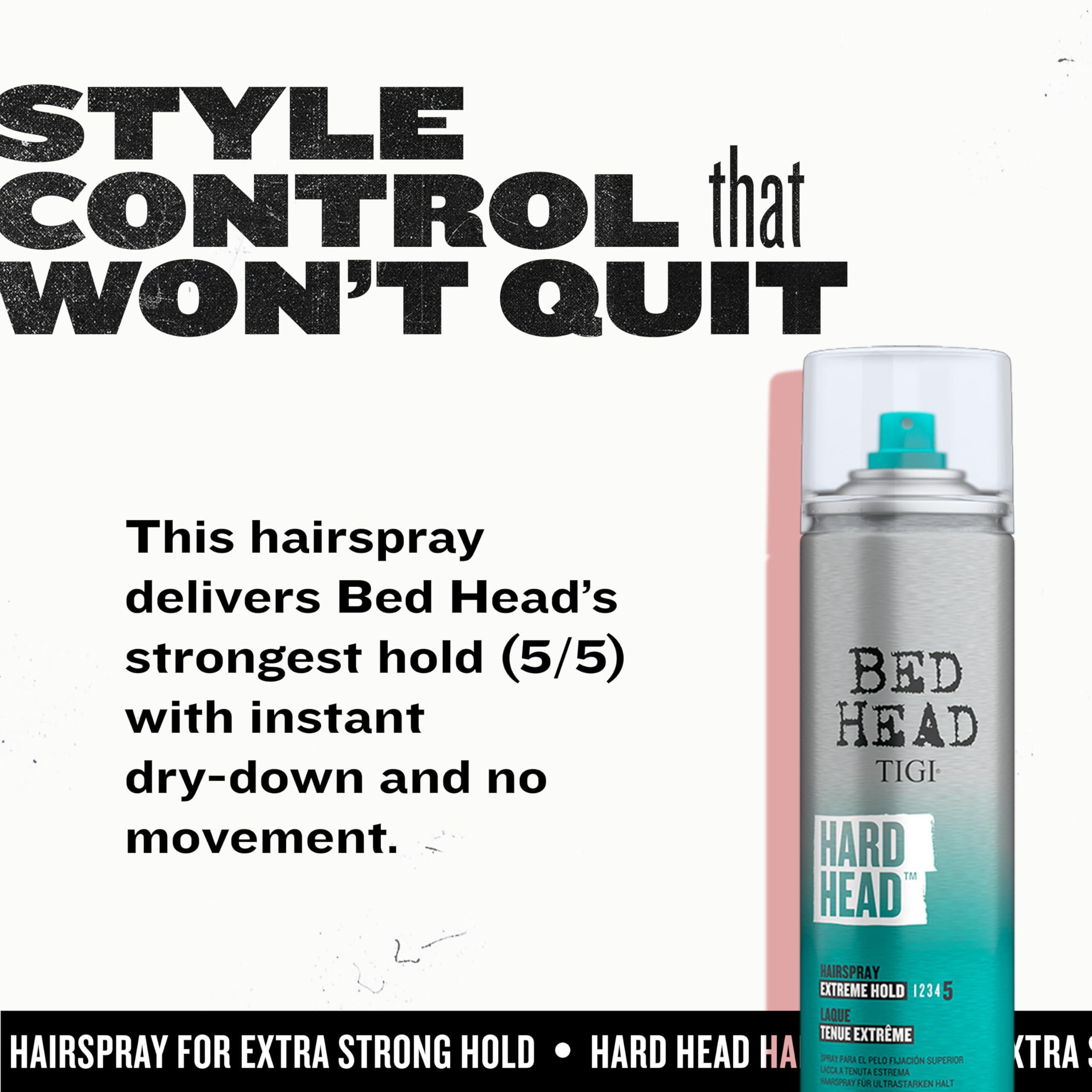 Bed Head Hard Head Hairspray by TIGI – Extra Strong Hold, Natural Shine, 11.7 oz (2 Pack)