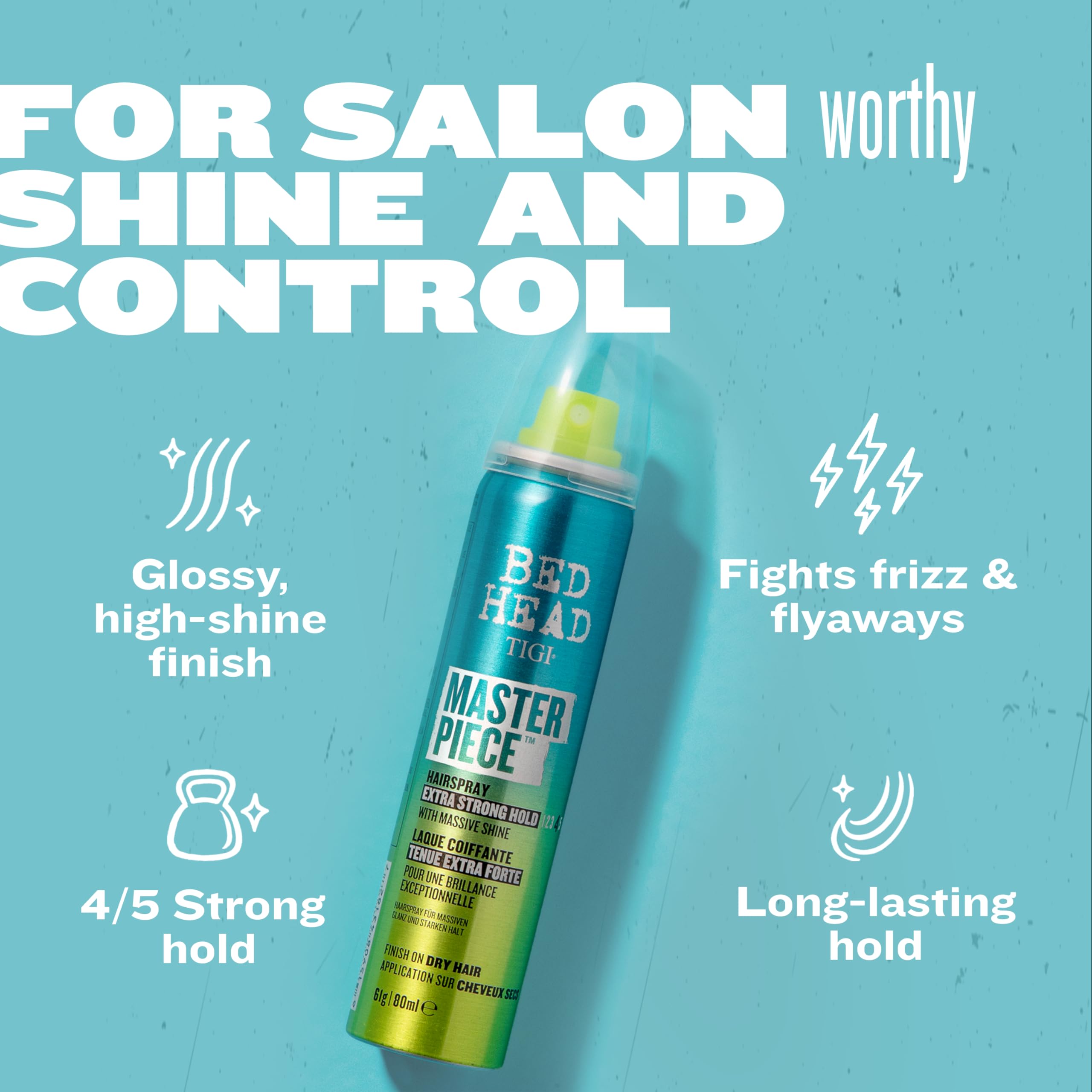 Bed Head Masterpiece Hairspray – Extra Strong Hold with Glossy Finish – 2 Pack (2.0 oz each)