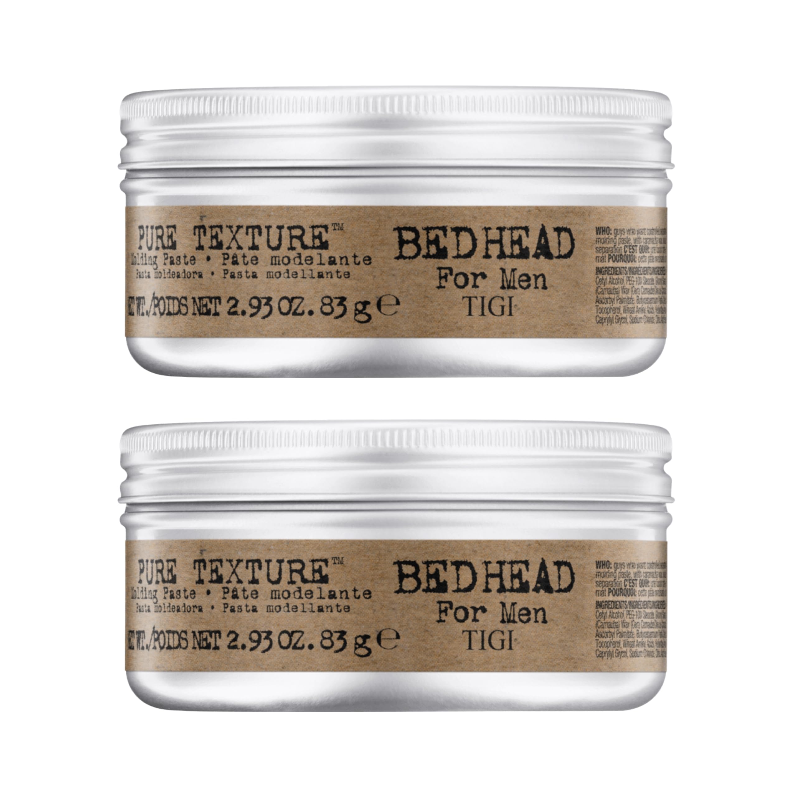 Bed Head Pure Texture Molding Paste for Men – Texture, Hold & Matte Finish (2-Pack)