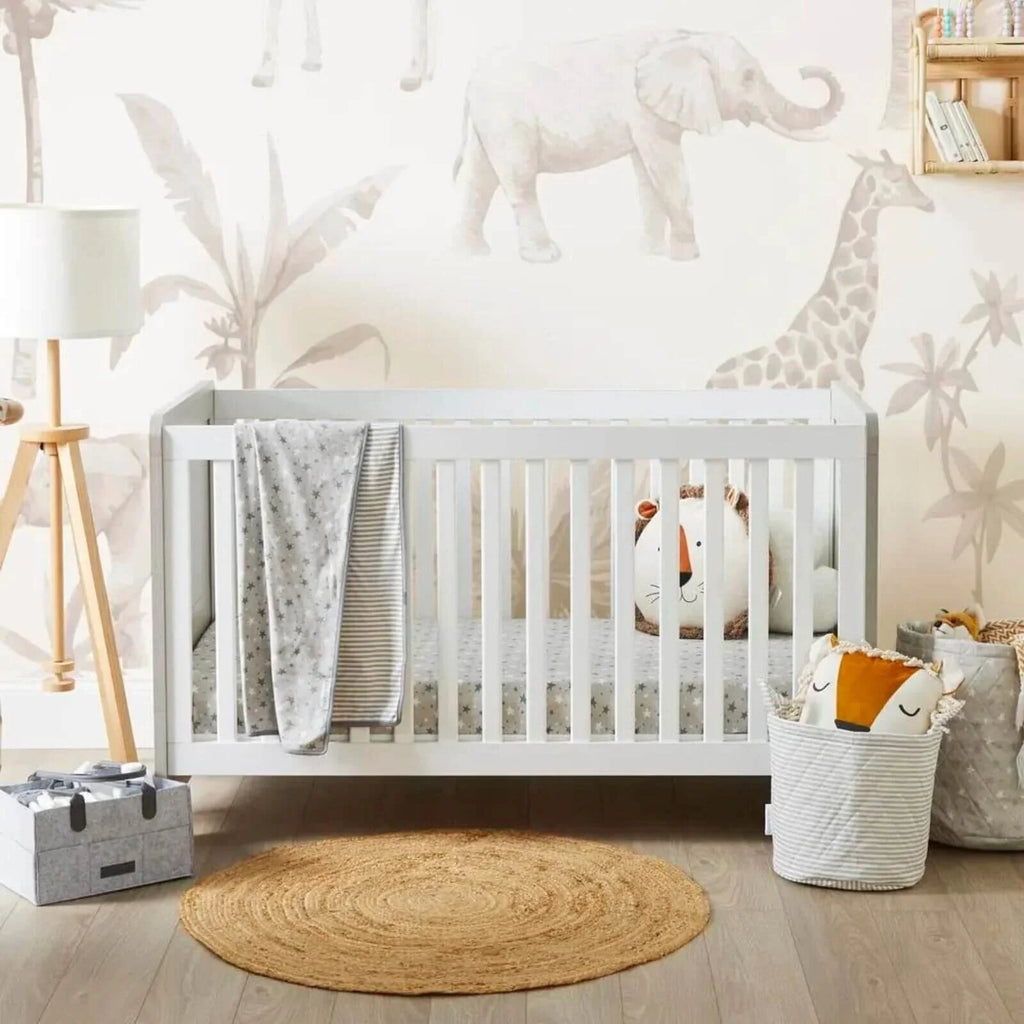 Ickle Bubba Pembrey Cot Bed Ash Grey - Premium Sprung Mattress