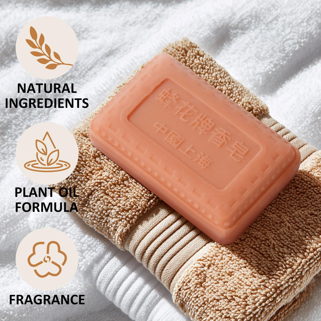 Bee & Flower Sandalwood Soap Bar – 4-Pack (4.4 oz each), Moisturizing Bath Soap, Valentine’s Day Gifts for Her