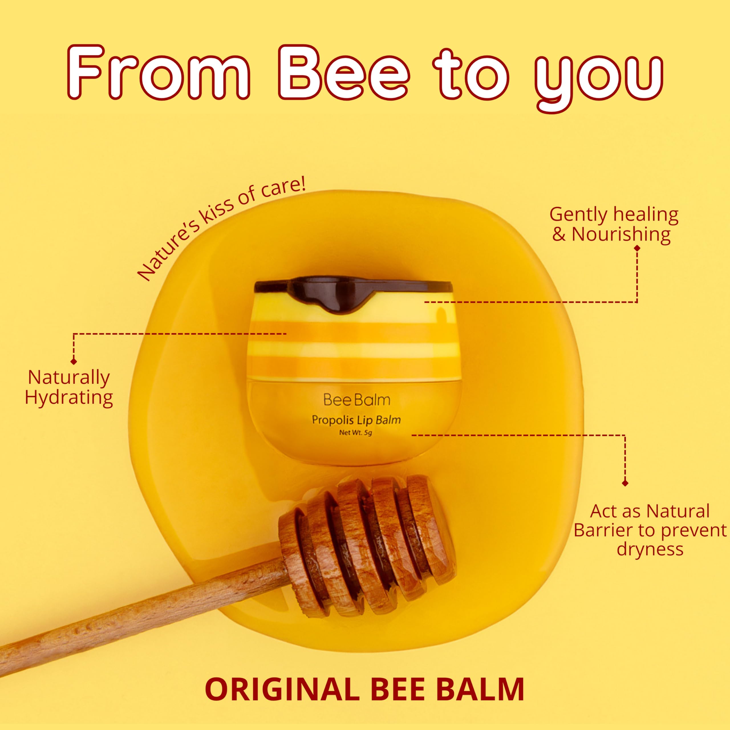 Bee Balm Original Lip Balm – Propolis Hydration for Dry Lips with Honey & Vitamin E