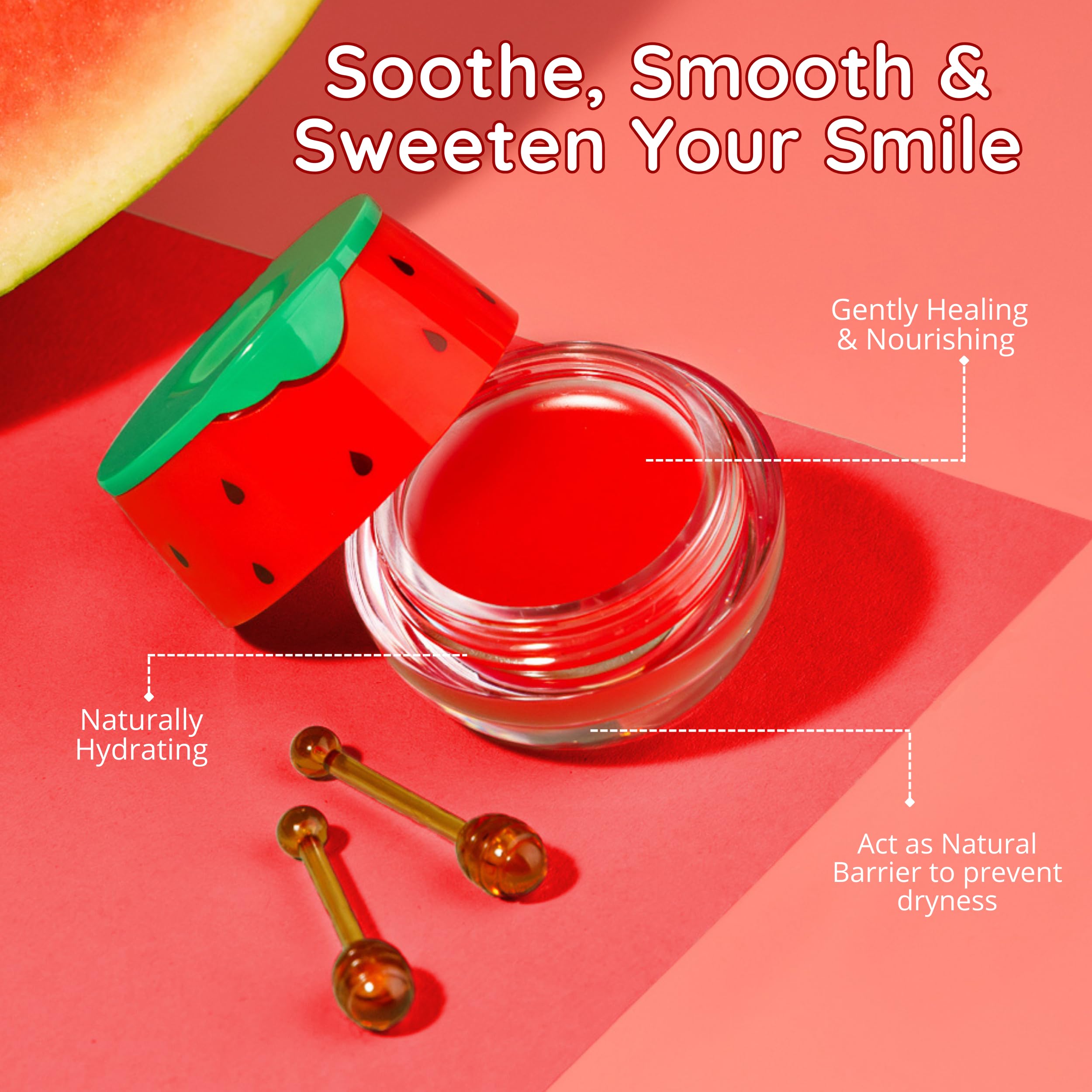 Bee Balm Original Lip Balm — Watermelon Hydrating Honey Pot with Propolis & Vitamin E (Pack of 2)