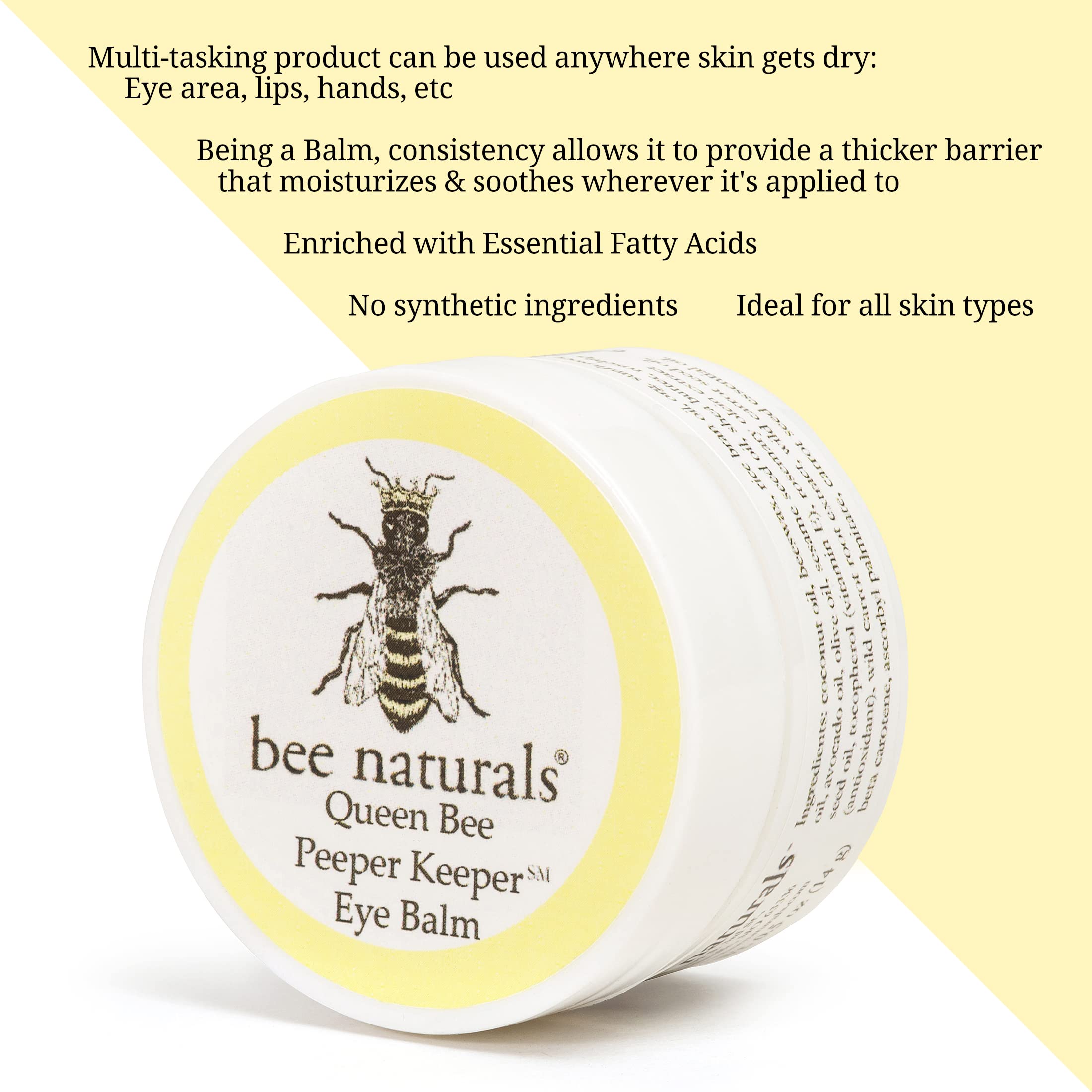 Bee Naturals Queen Bee Best Eye Balm – Peeper Keeper Eye Cream with Vitamin E