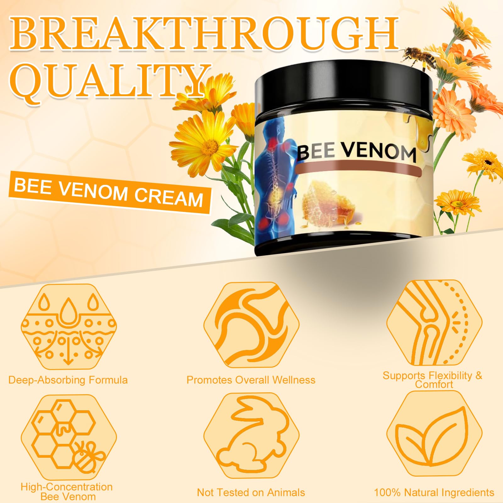 2-Piece Bee Venom Joint Cream – Advanced Joint Gel for Natural Moisturizing & Fast Absorption