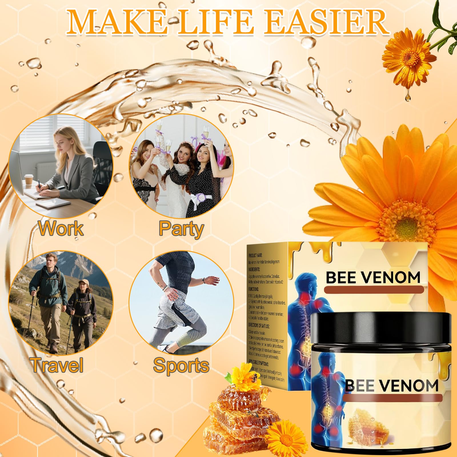 2-Piece Bee Venom Joint Cream – Advanced Joint Gel for Natural Moisturizing & Fast Absorption