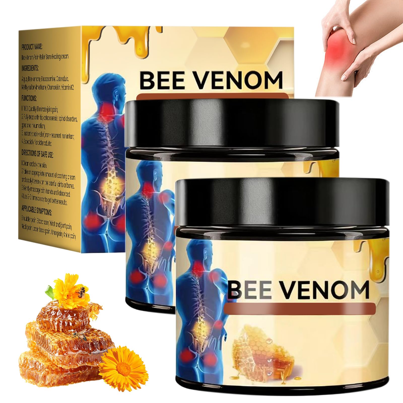 2-Piece Bee Venom Joint Cream – Advanced Joint Gel for Natural Moisturizing & Fast Absorption