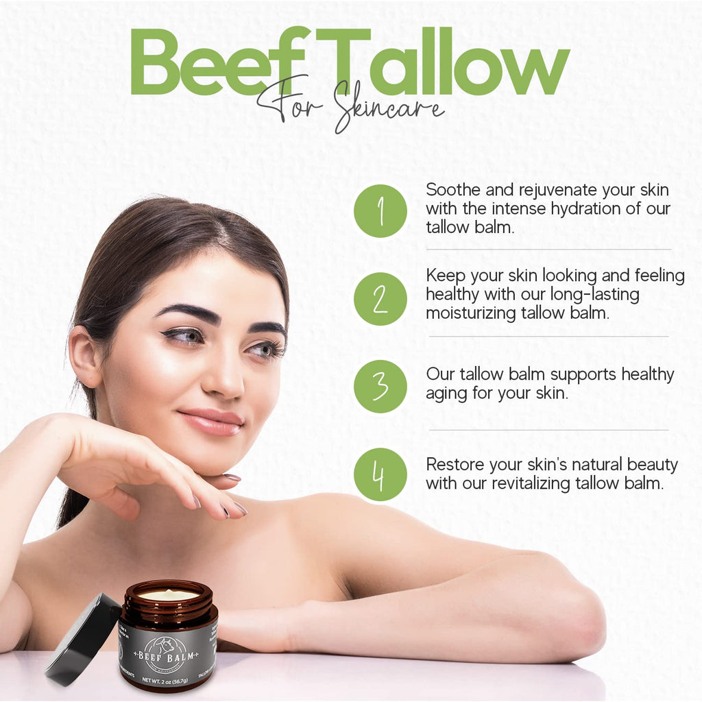 Beef Balm Beef Tallow Balm – Natural Grass-Fed Skin Moisturizer (Vanilla)