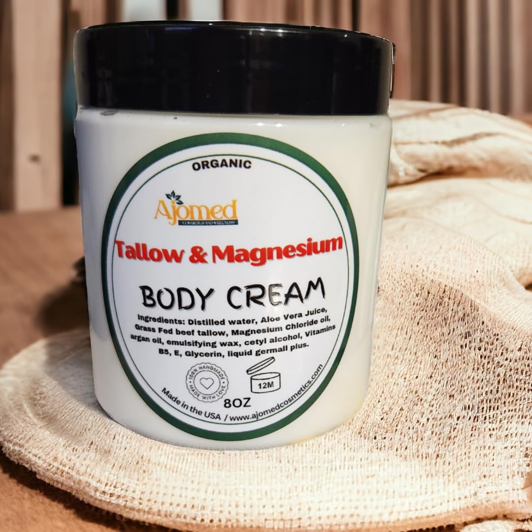 Beef Tallow & Magnesium Body Butter – Grass-Fed, Handmade Moisturizer (Sandalwood Vanilla)