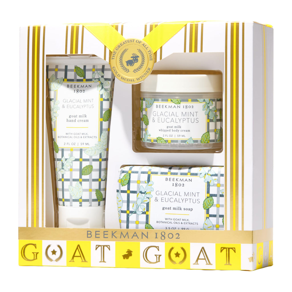 Beekman 1802 Goat Milk Bodycare Gift Set — 3-Piece Glacial Mint & Eucalyptus
