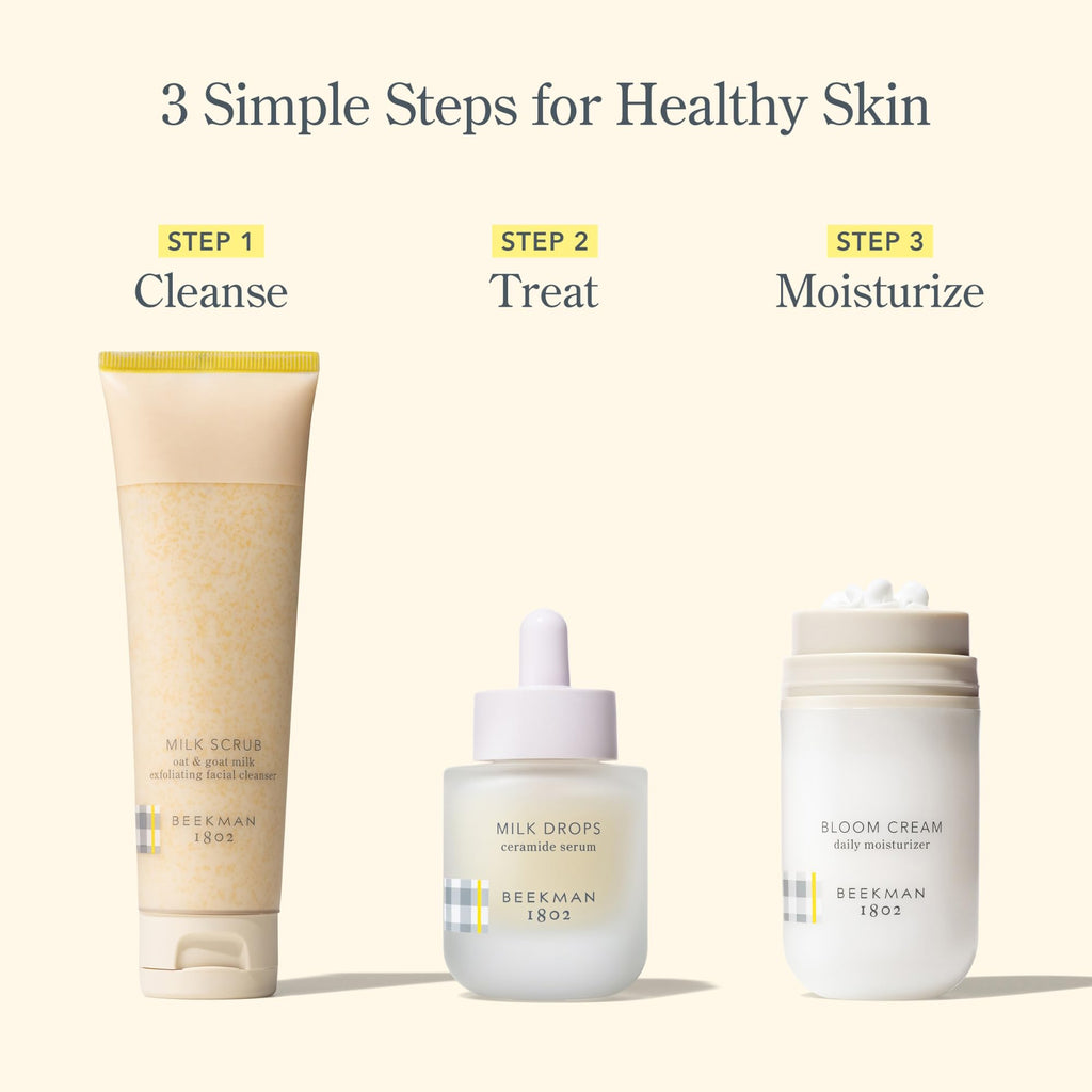 Beekman 1802 Milk Drops Ceramide Serum – Fragrance-Free Goat Milk Hydration with Squalane & HA