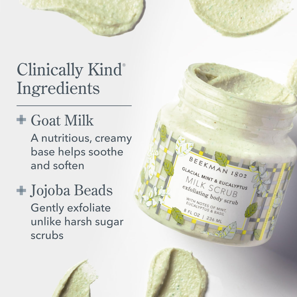 Beekman 1802 Glacial Mint & Eucalyptus Exfoliating Milk Body Scrub – 8 oz