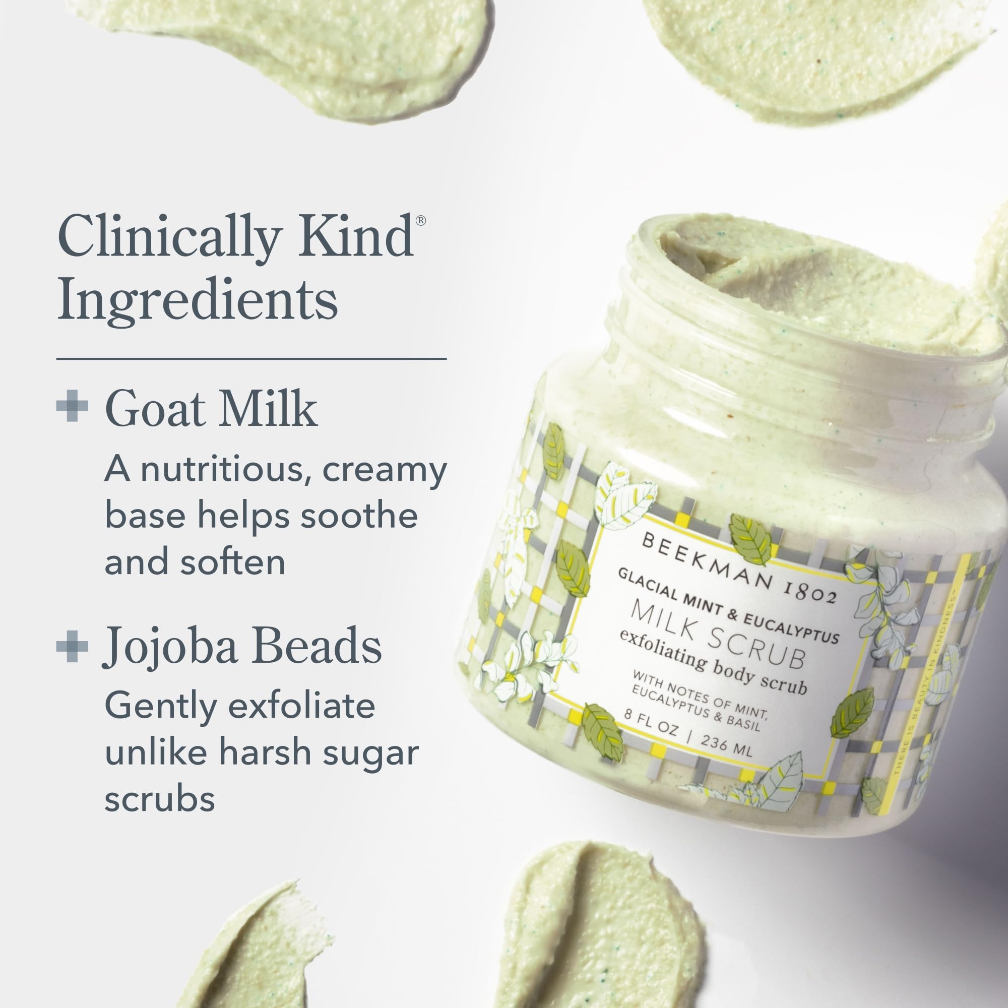 Beekman 1802 Glacial Mint & Eucalyptus Exfoliating Milk Body Scrub – 8 oz
