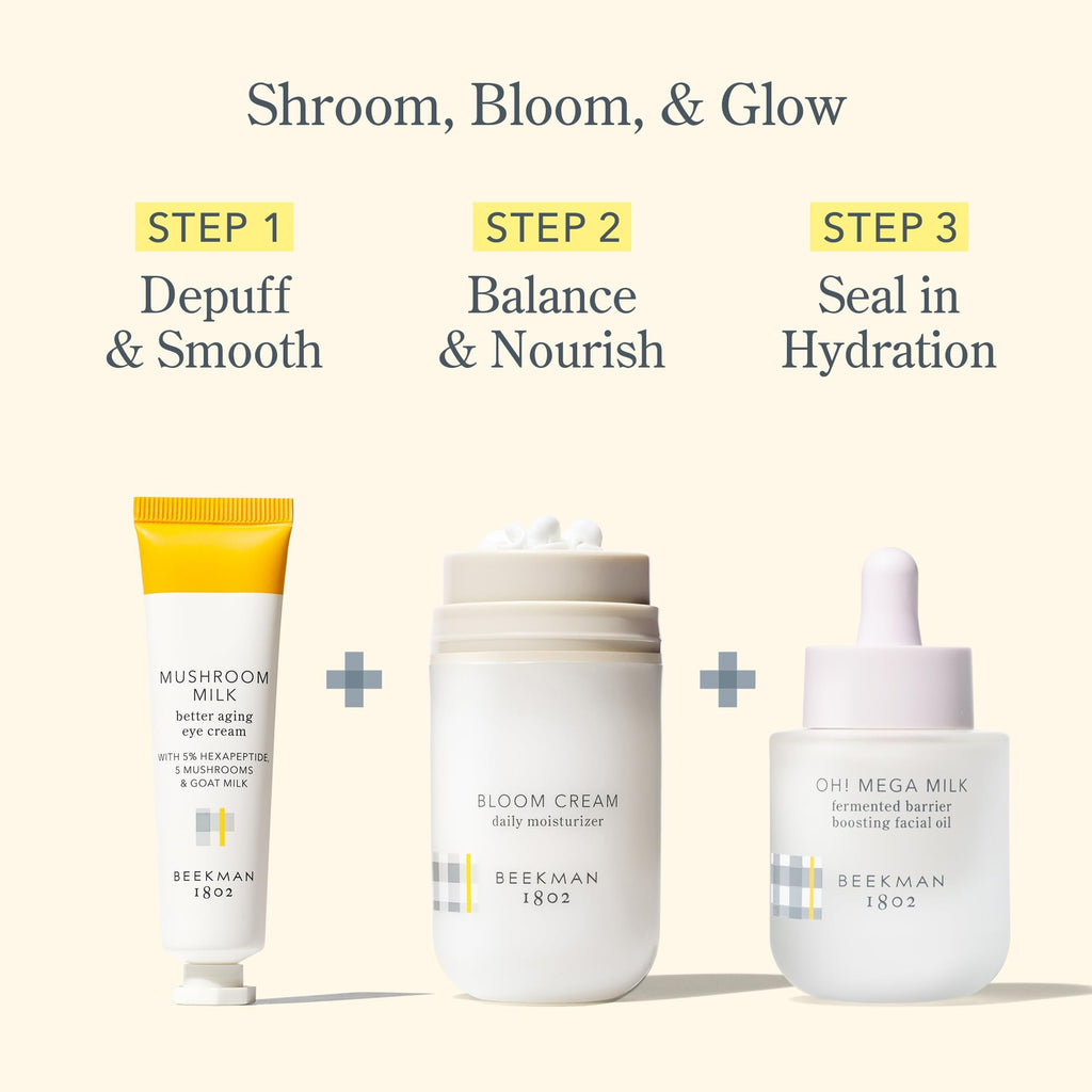 Beekman 1802 Mushroom Goat Milk Eye Cream – Fragrance-Free, Hydrating Under-Eye Treatment